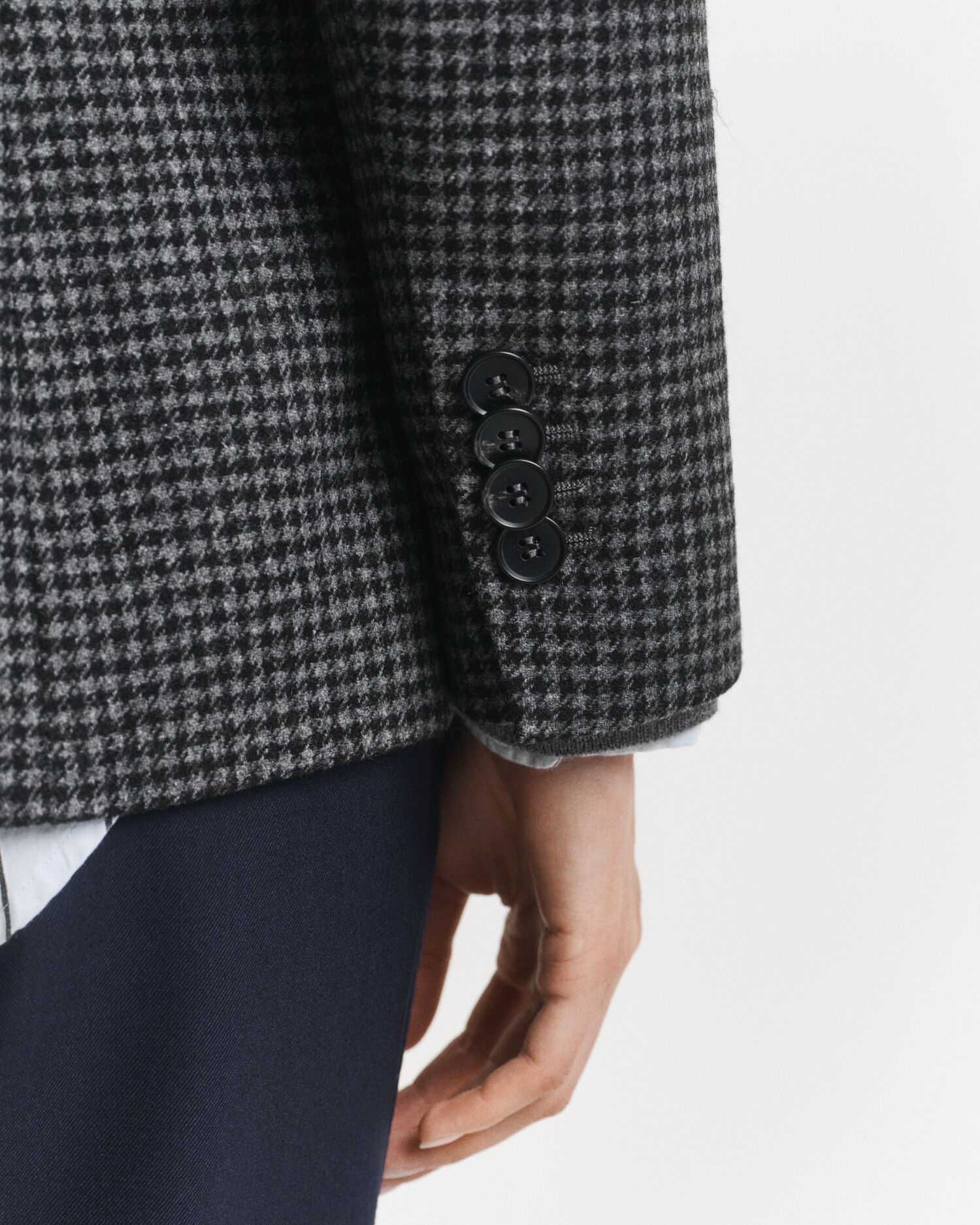 Regular Fit Houndstooth Blazer aus Wolle