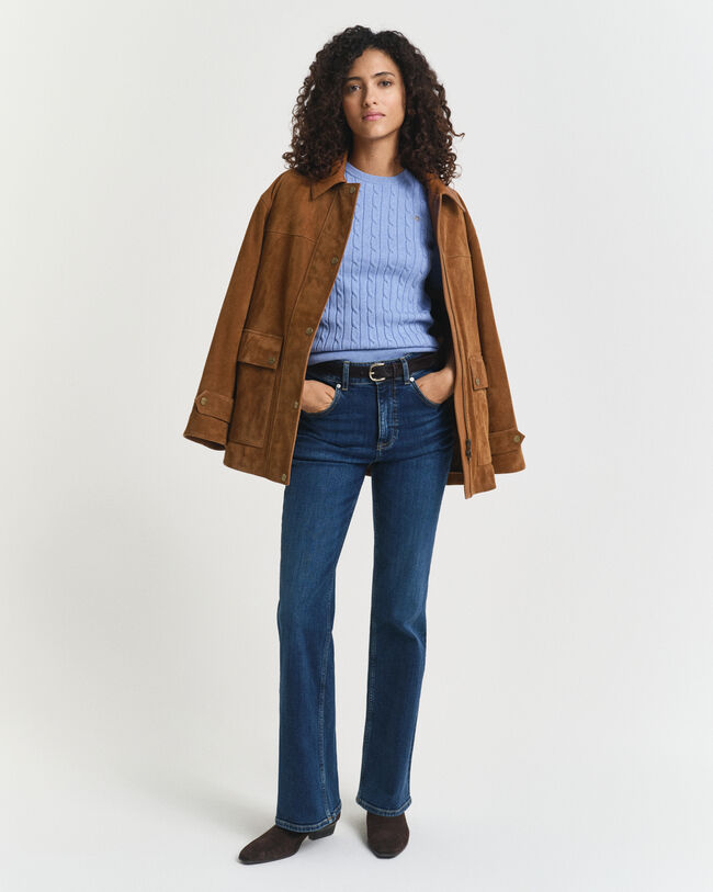 Zopfstrick-Pullover aus Stretch-Baumwolle