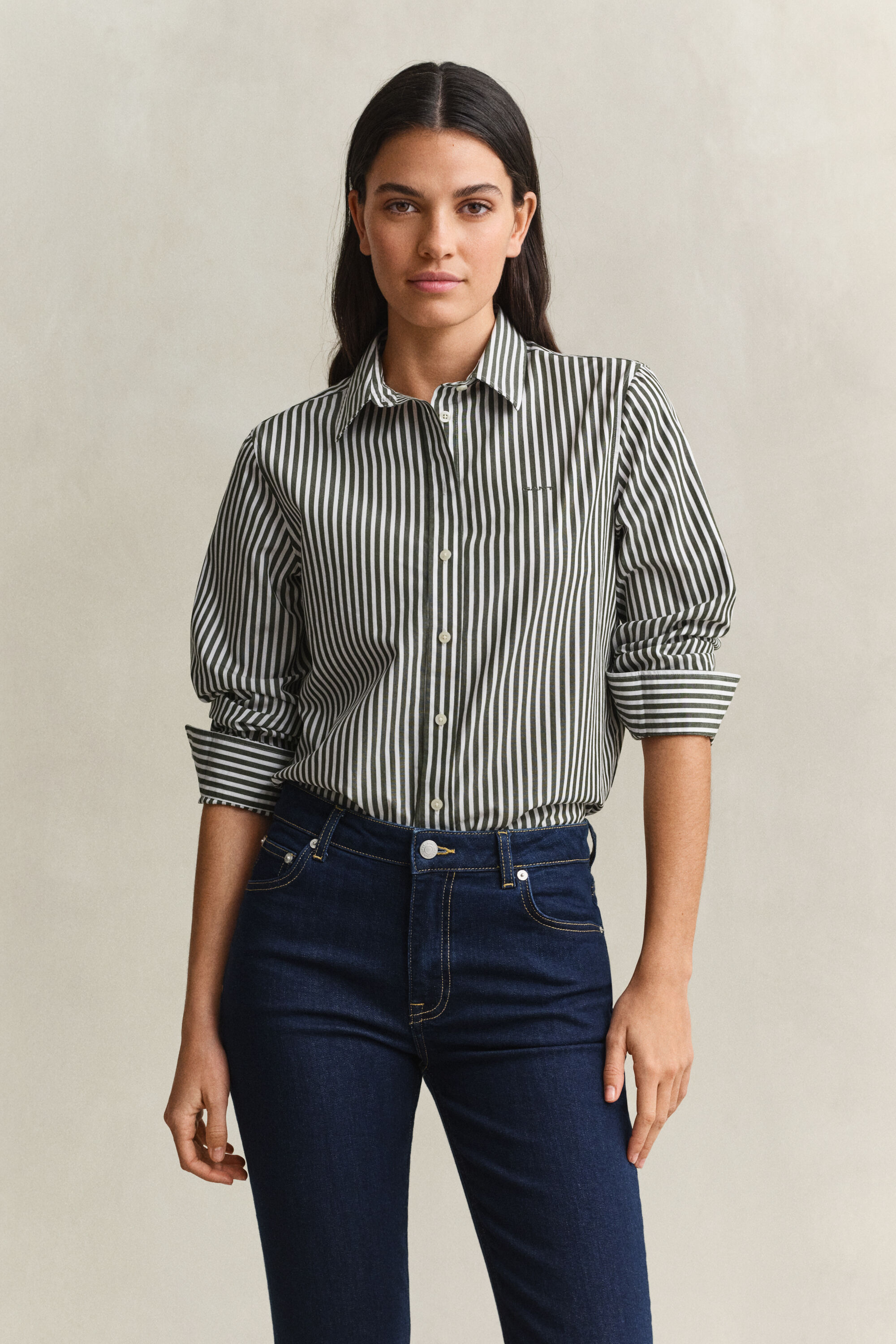 Regular Fit Classic Popeline-Bluse mit Streifen