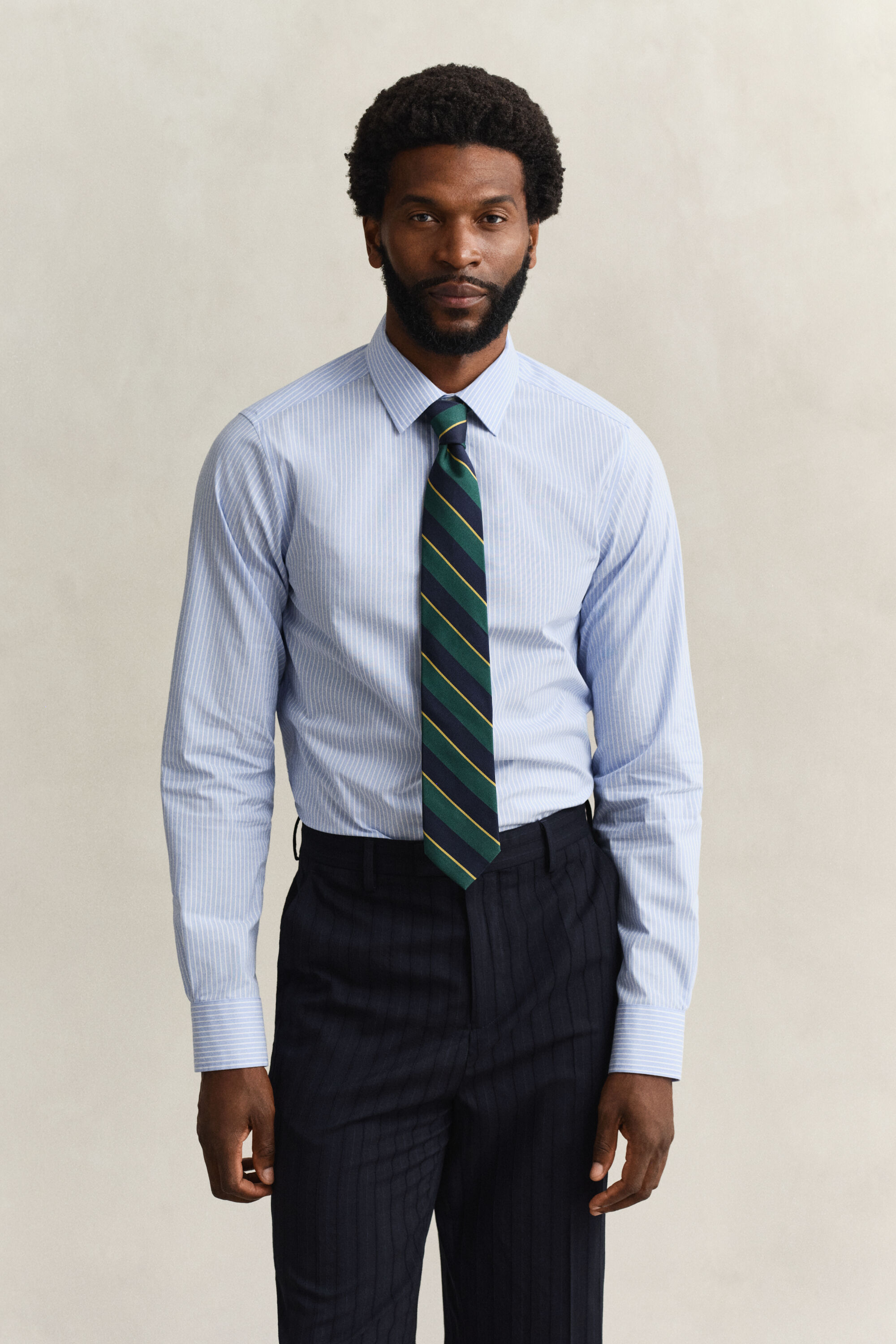 Gestreiftes Hemd aus Stretch-Popeline