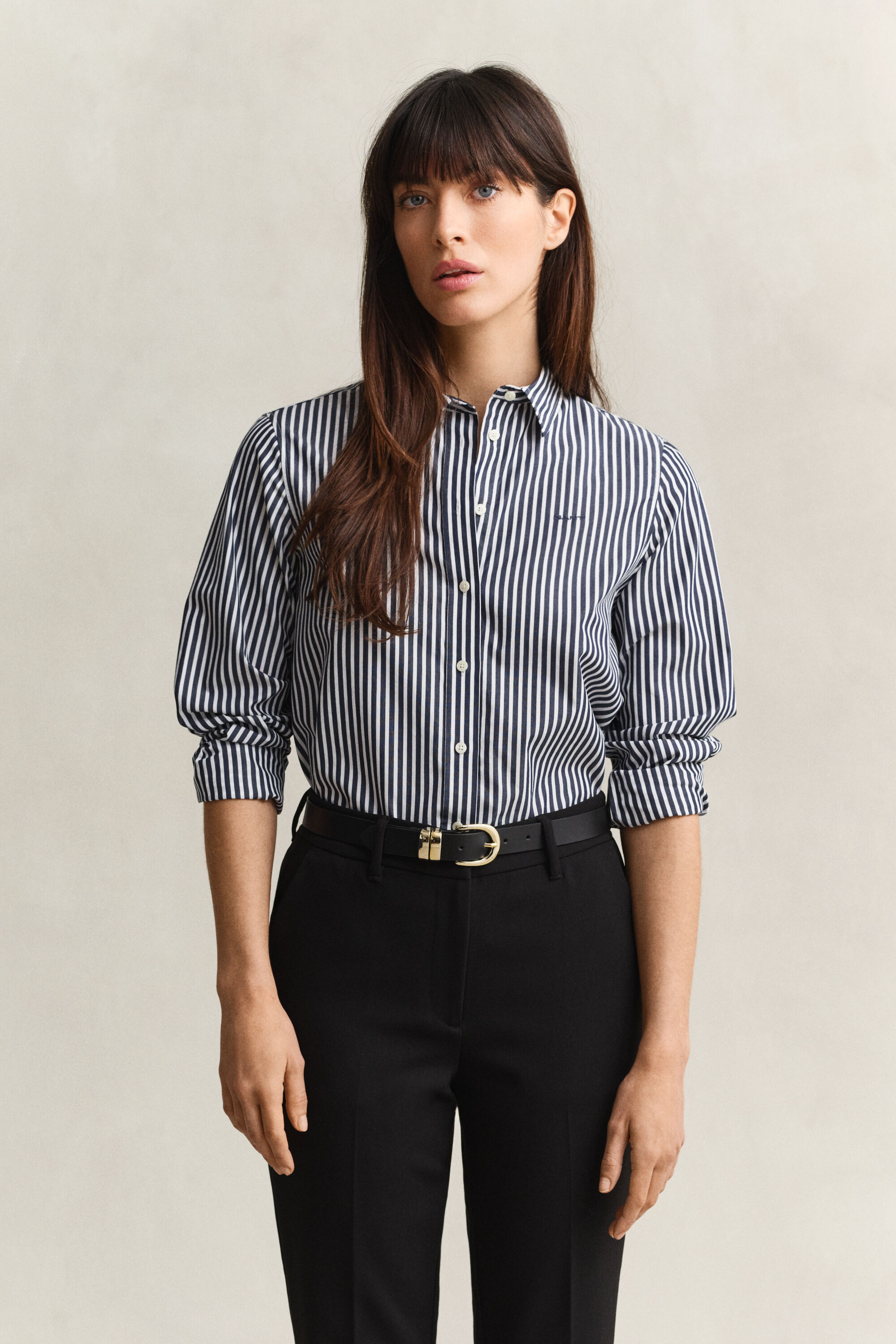Popeline-Bluse im Regular Fit mit Streifen