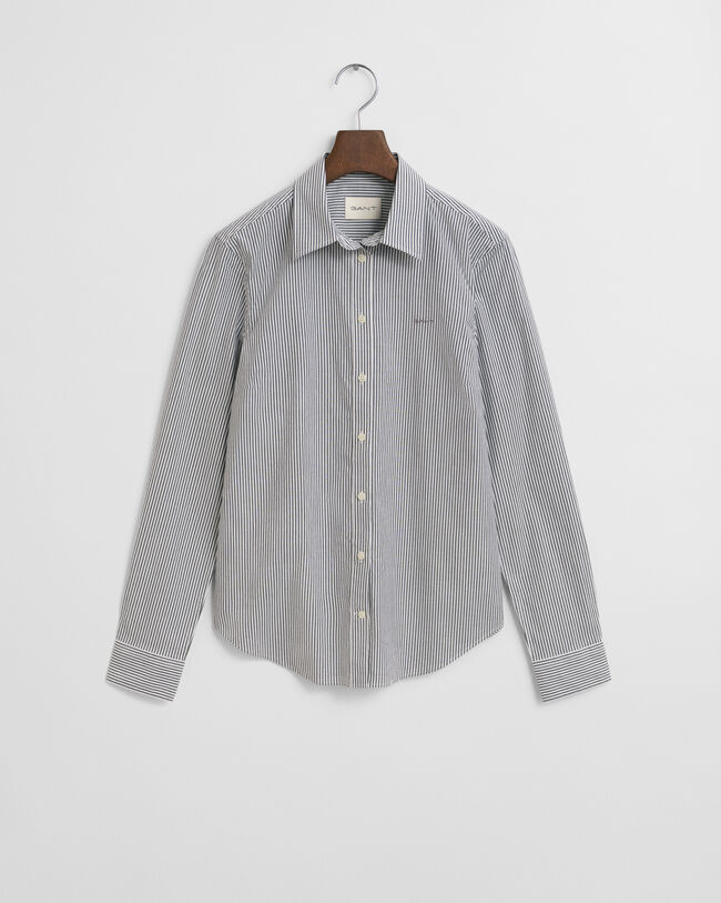 Slim Fit Popeline Bluse mit Streifen