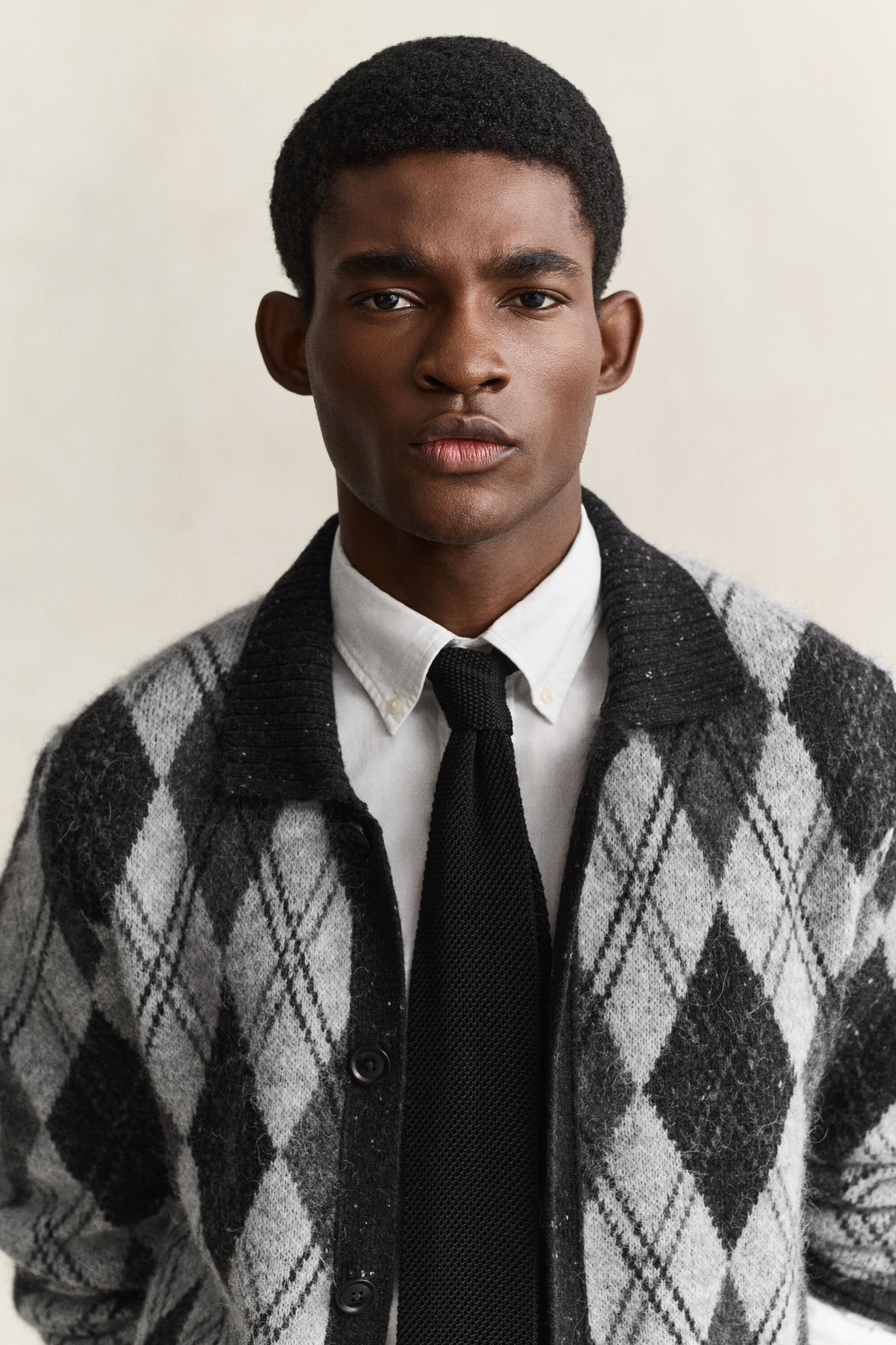 Argyle Polopullover aus Alpakagemisch