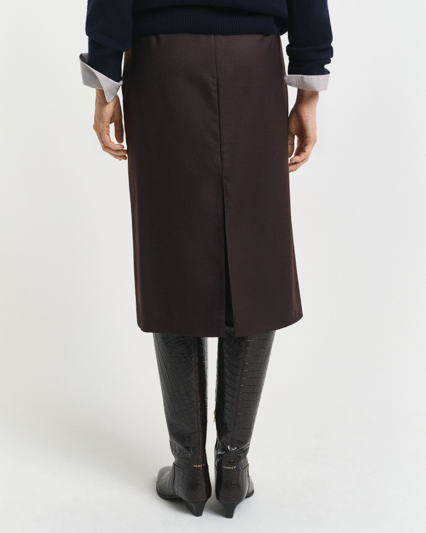 Bleistiftrock aus Wollmix in Midil&auml;nge