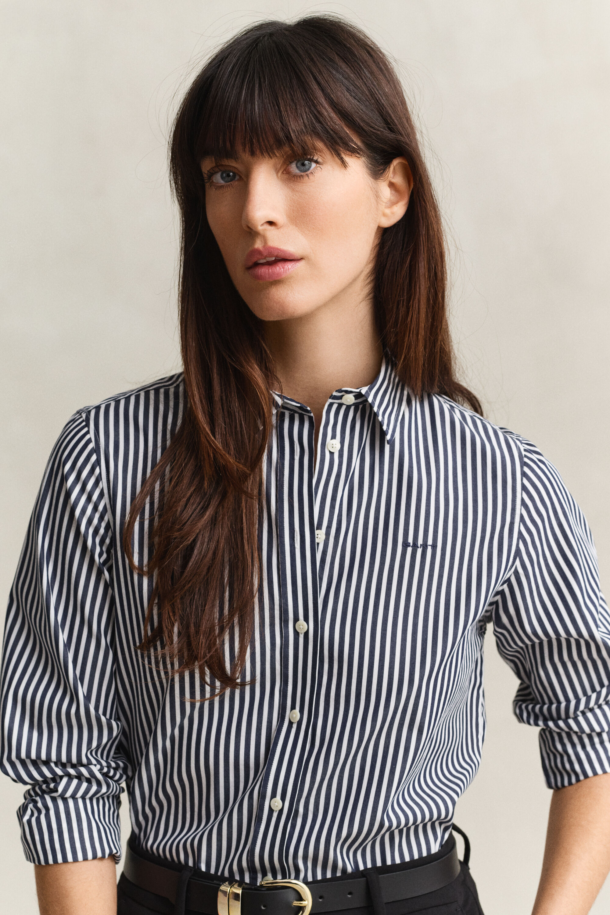Popeline-Bluse im Regular Fit mit Streifen