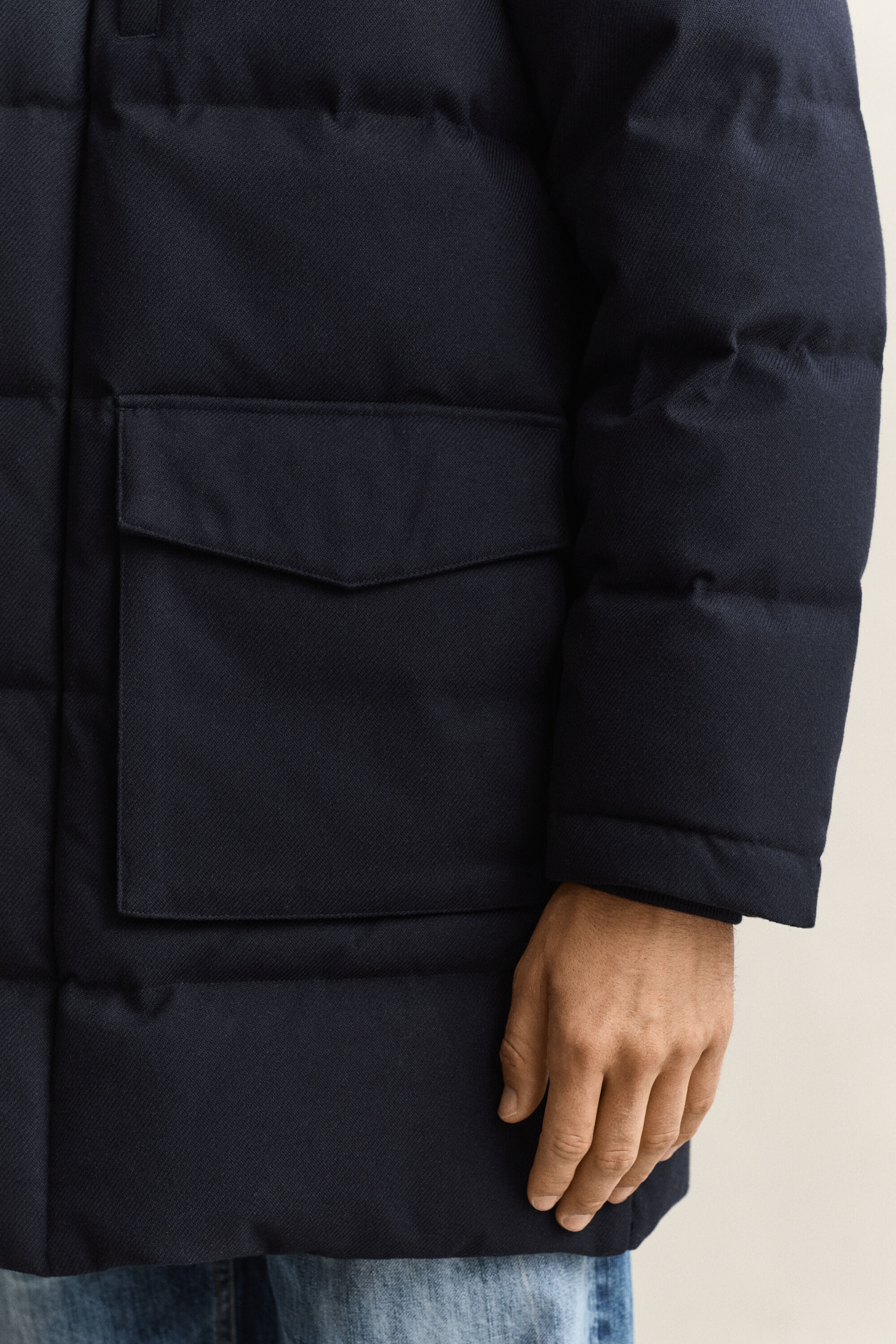 Mittellange Flanelldaunenjacke