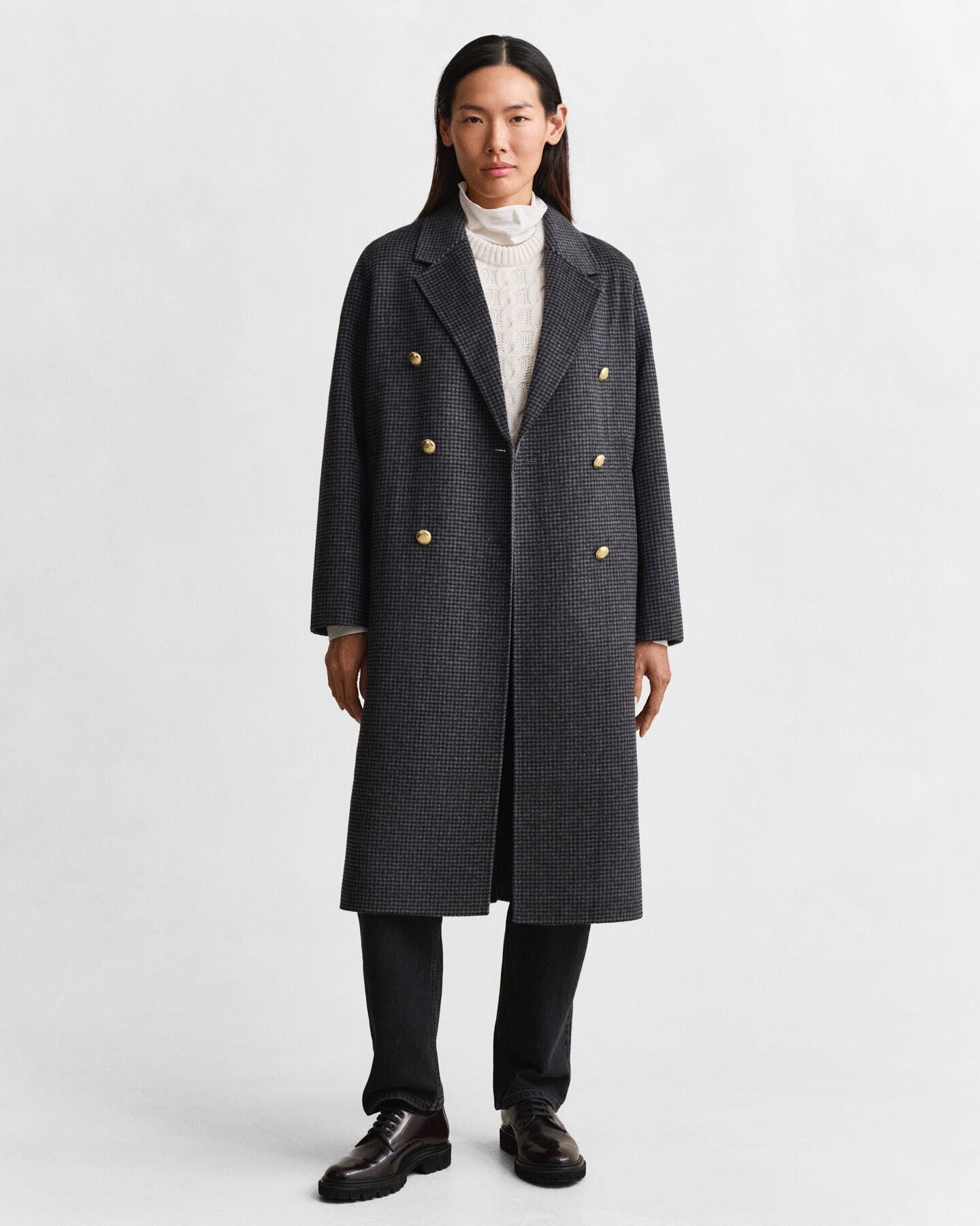 Handgen&auml;hter Mantel mit Karomuster