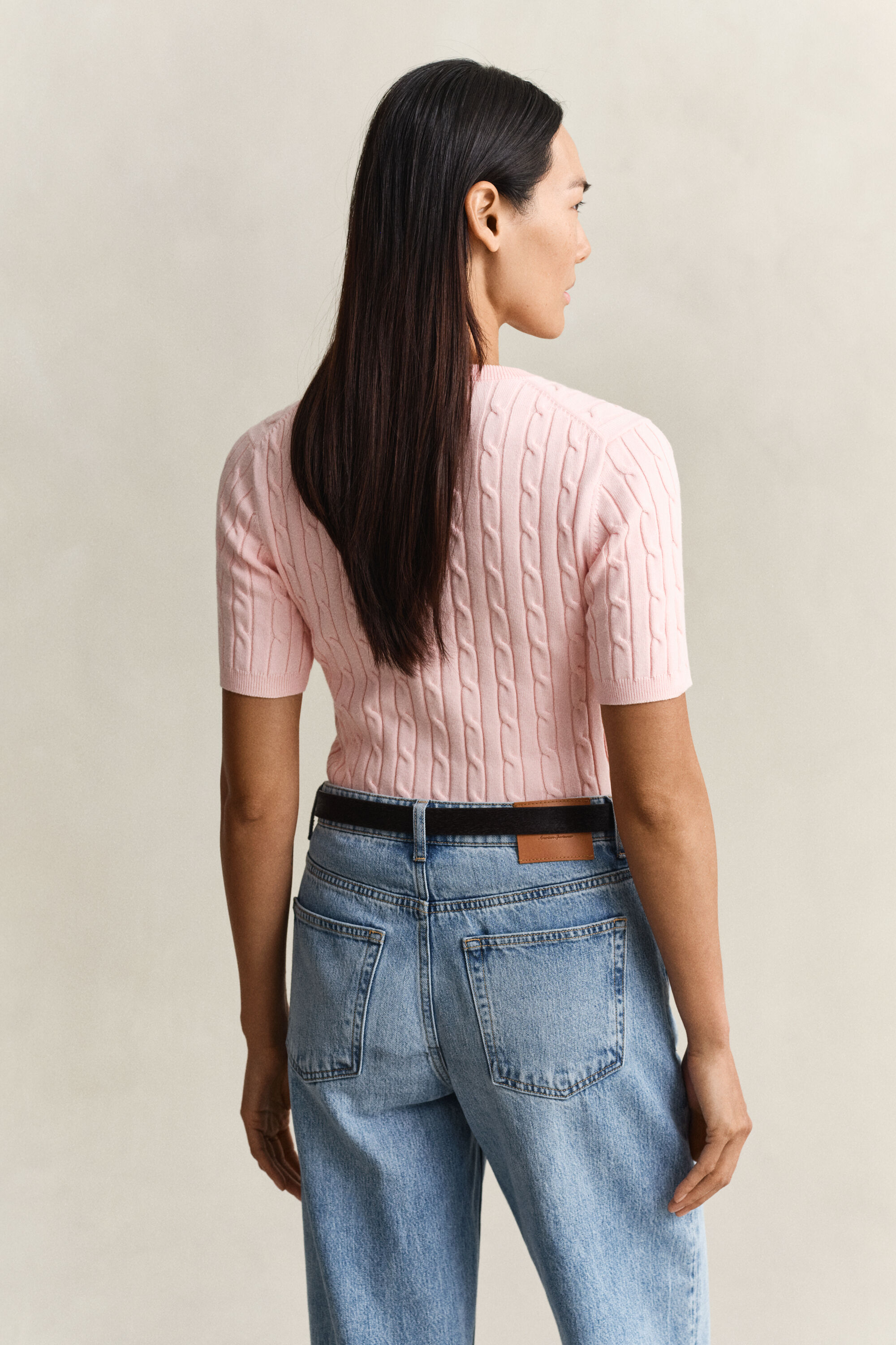 Zopfstrick Kurzarmpullover