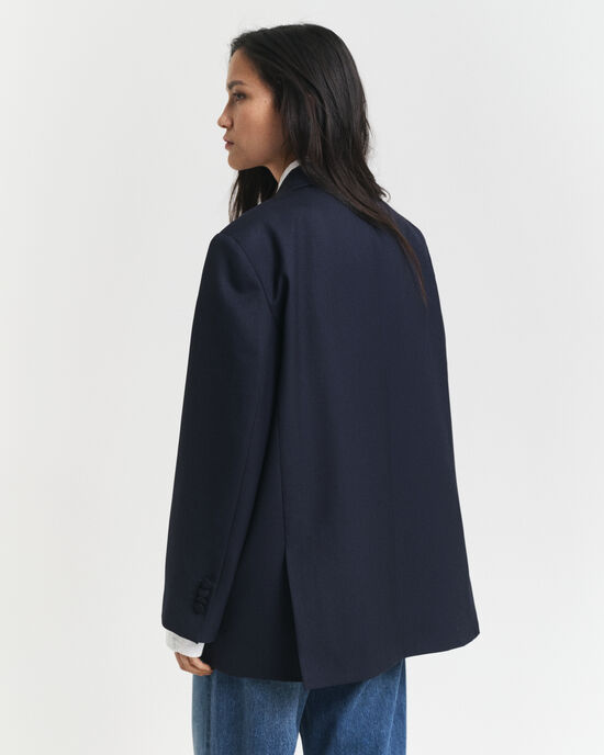 Oversized Hopsack Blazer aus Wolle