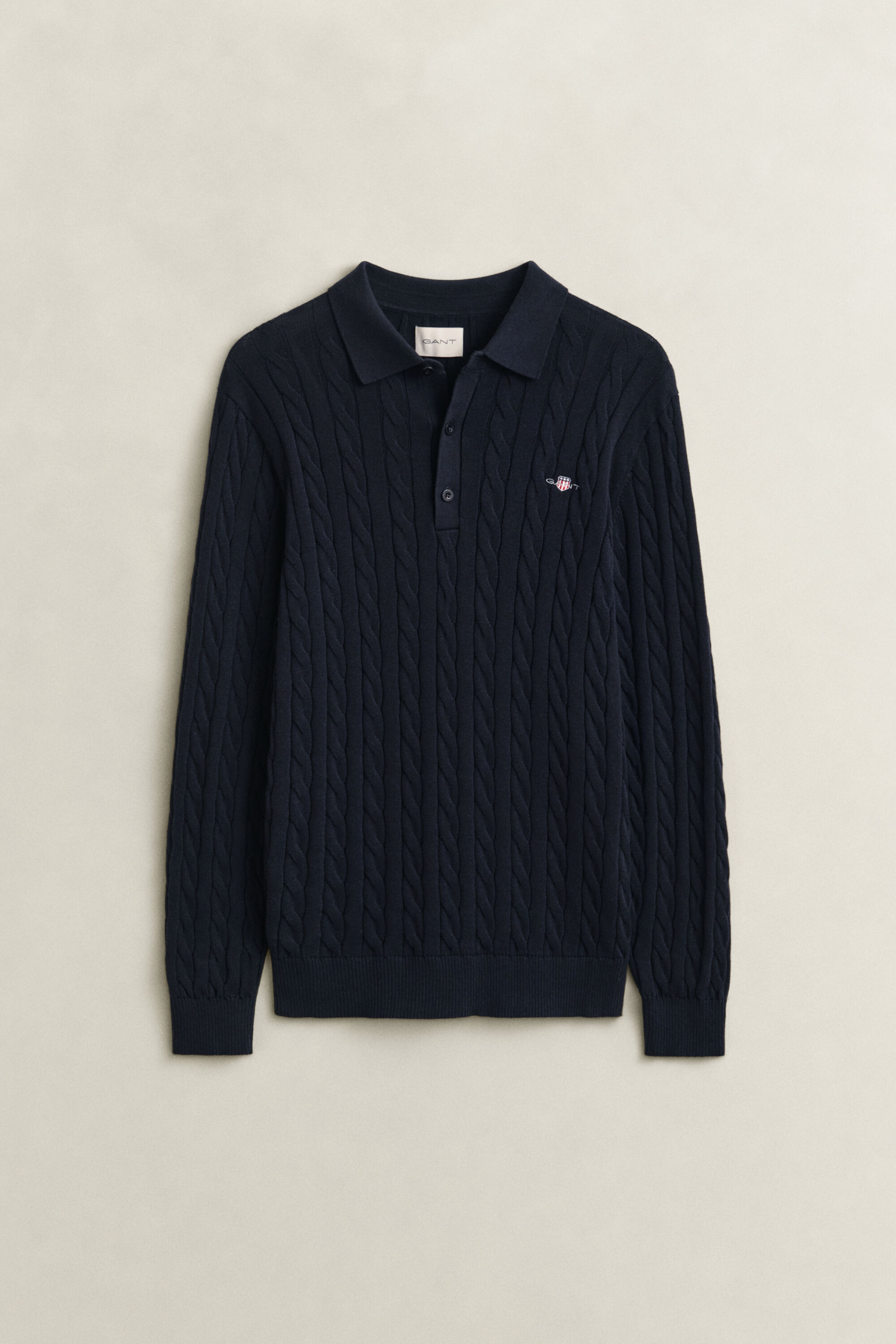 Zopfstrick Polopullover aus Baumwolle