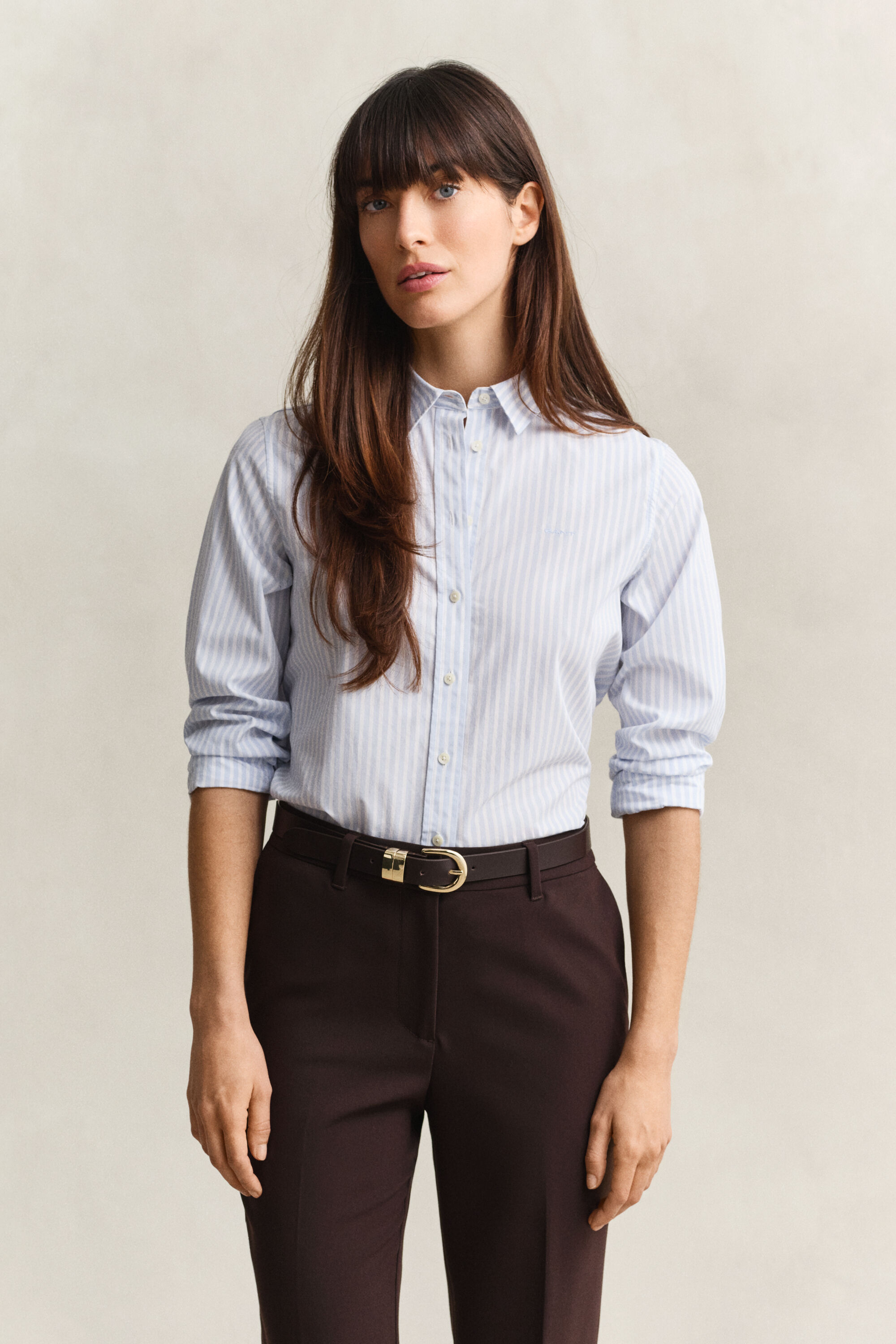 Popeline-Bluse im Regular Fit mit Streifen