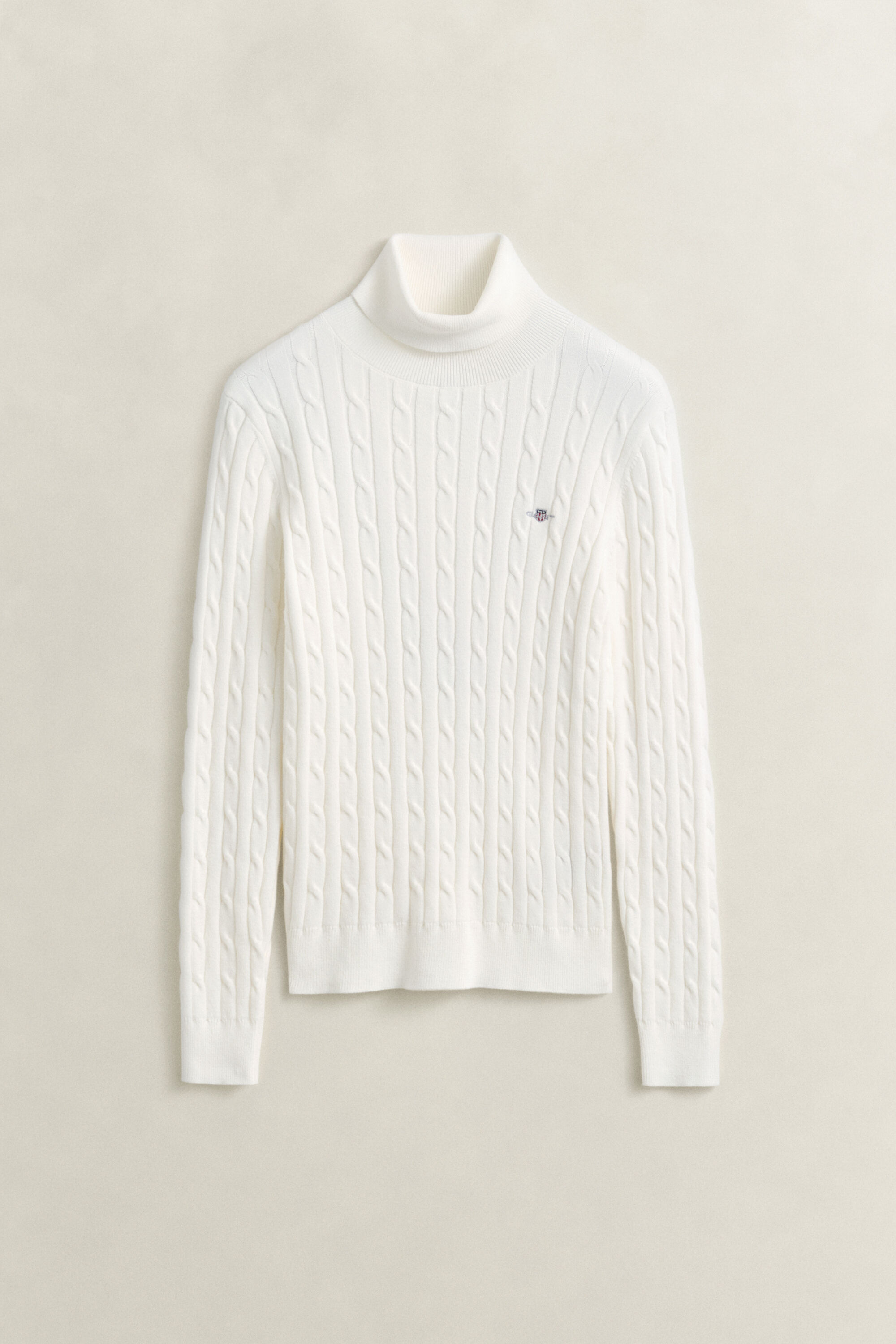 Zopfstrick Rollkragenpullover aus Stretch-Baumwolle