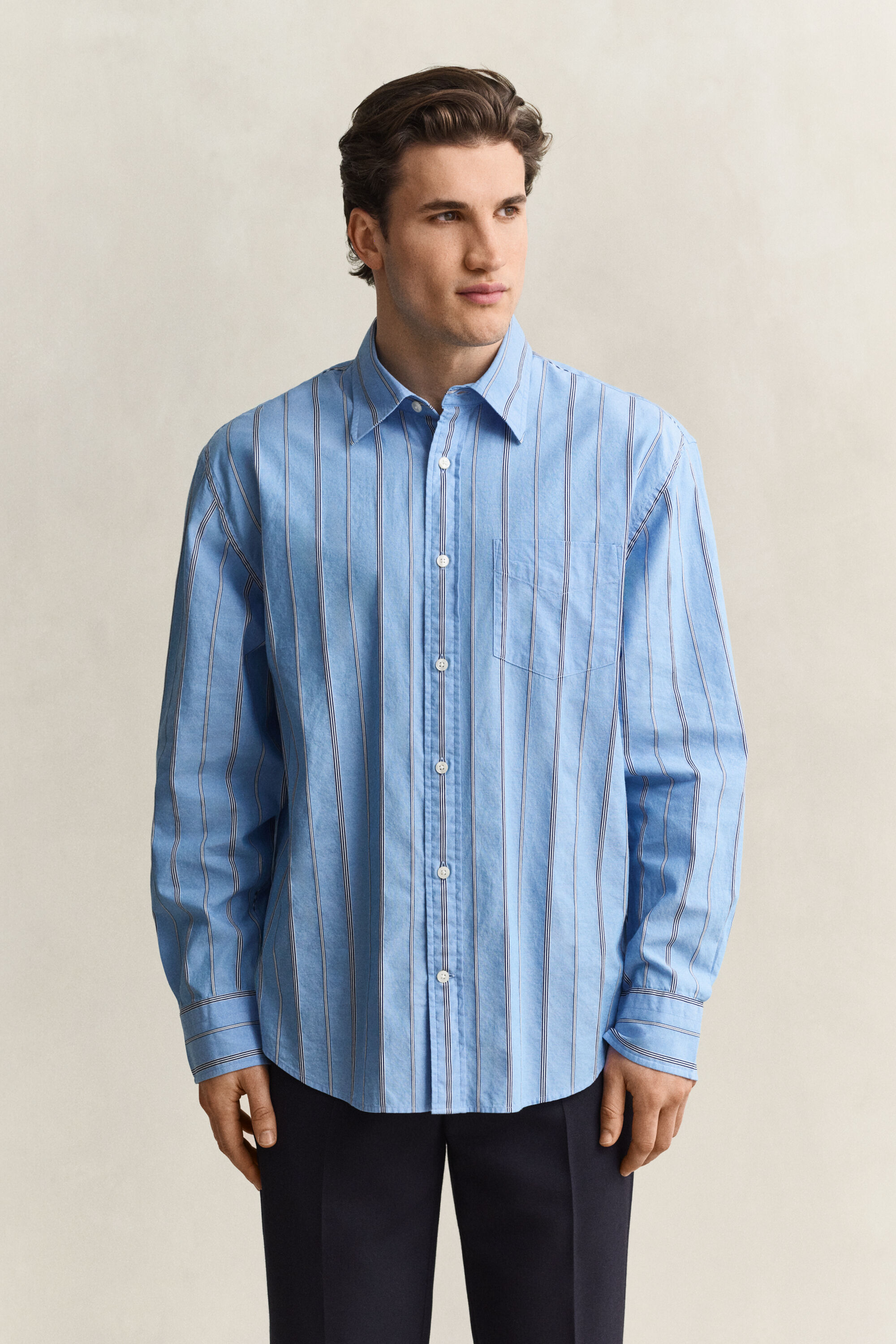 Relaxed Fit Dobby Stripe Hemd