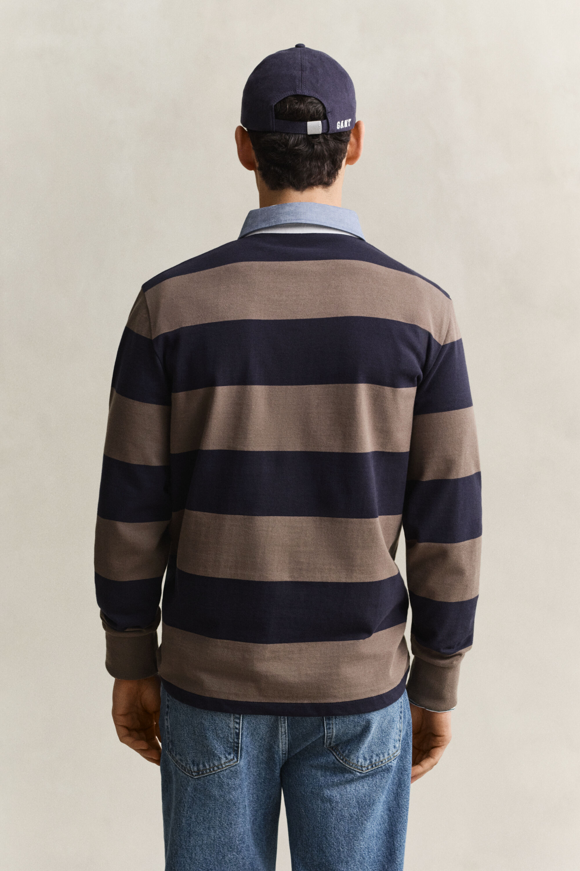 Gestreiftes Heavy Rugger mit Chambray-Kragen