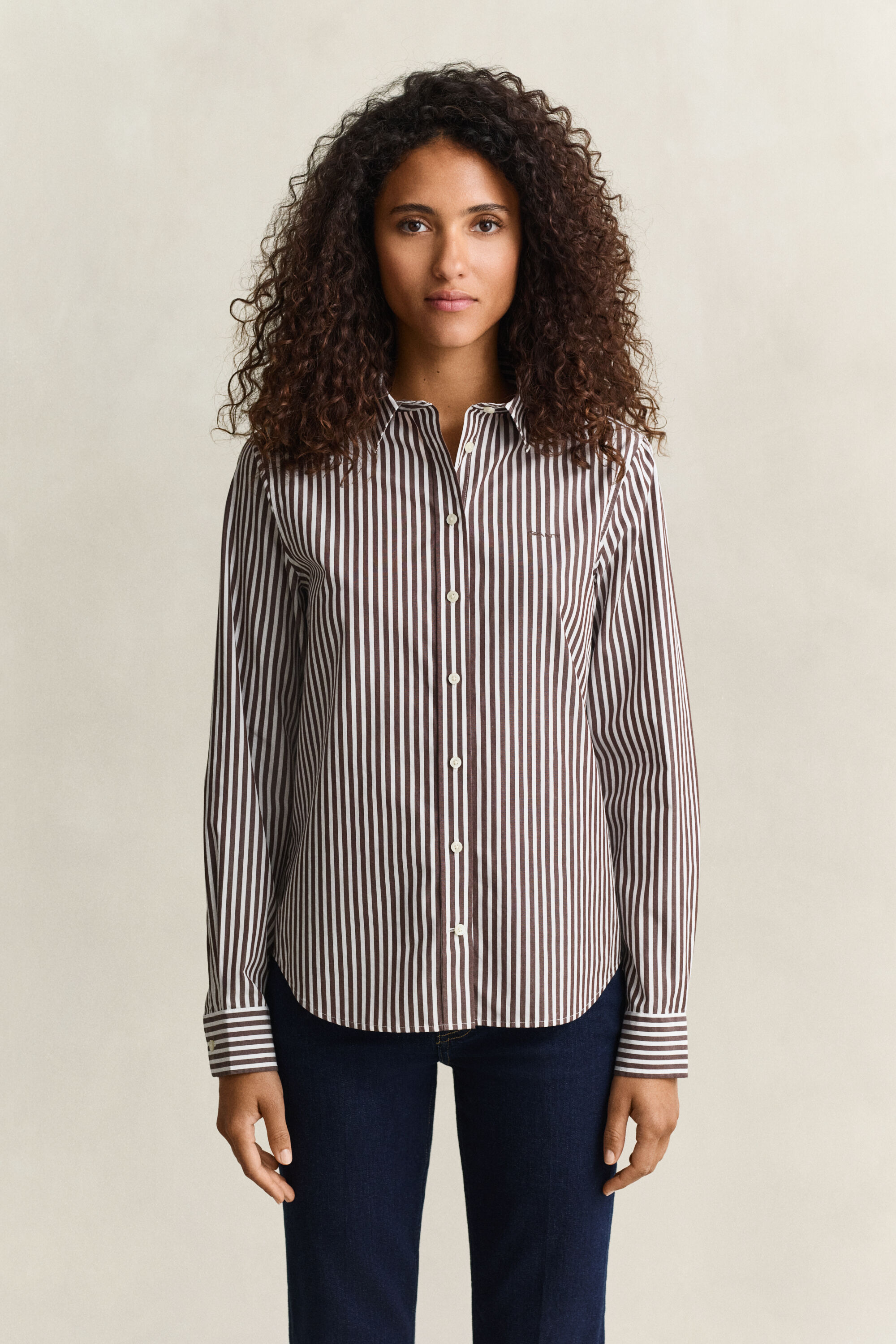 Popeline-Bluse im Regular Fit mit Streifen
