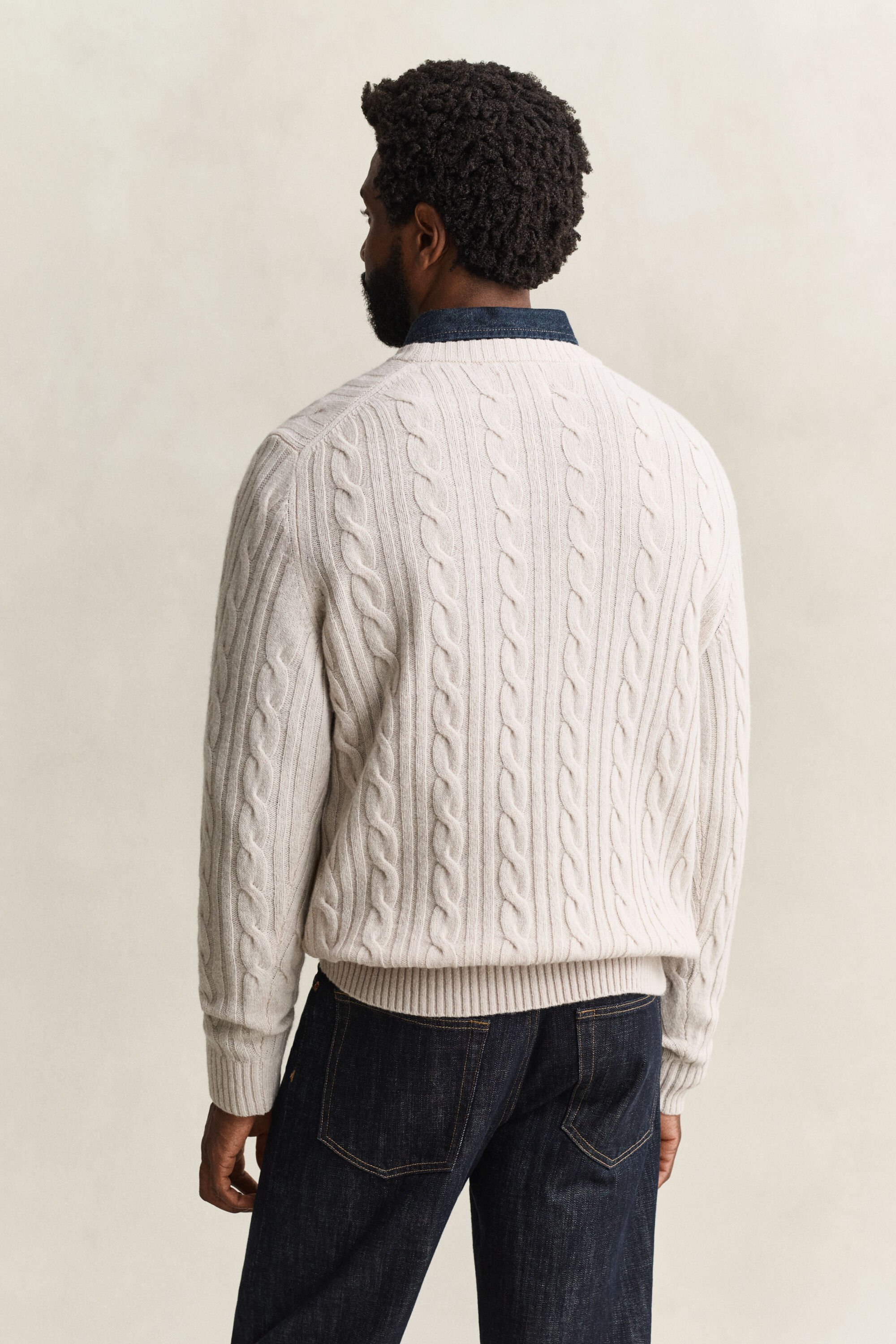 Lambswool Zopfstrick Rundhalspullover