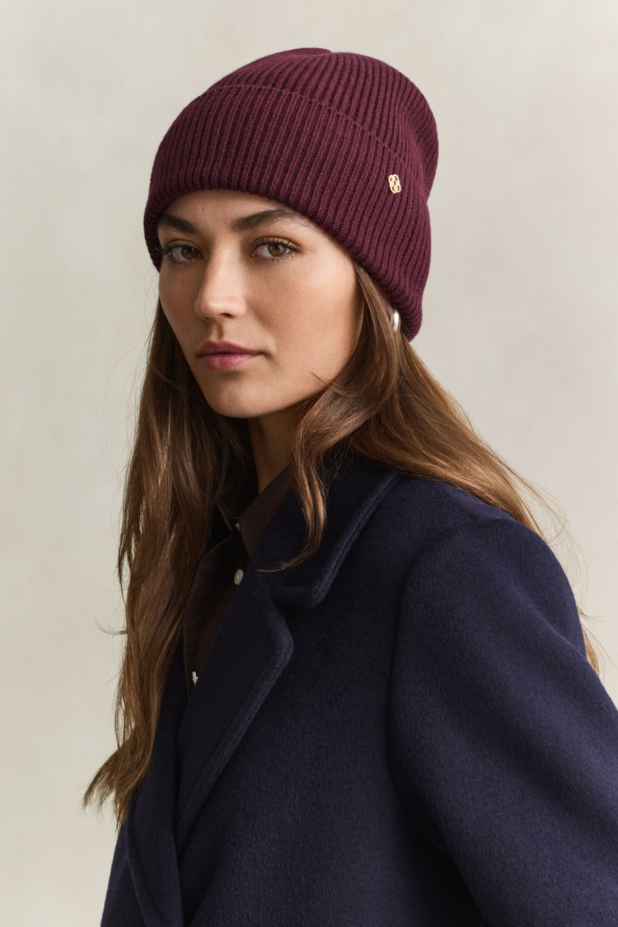 Gerippte Beanie aus Wolle