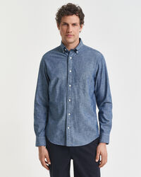 Regular Fit Indigo Chambray Hemd