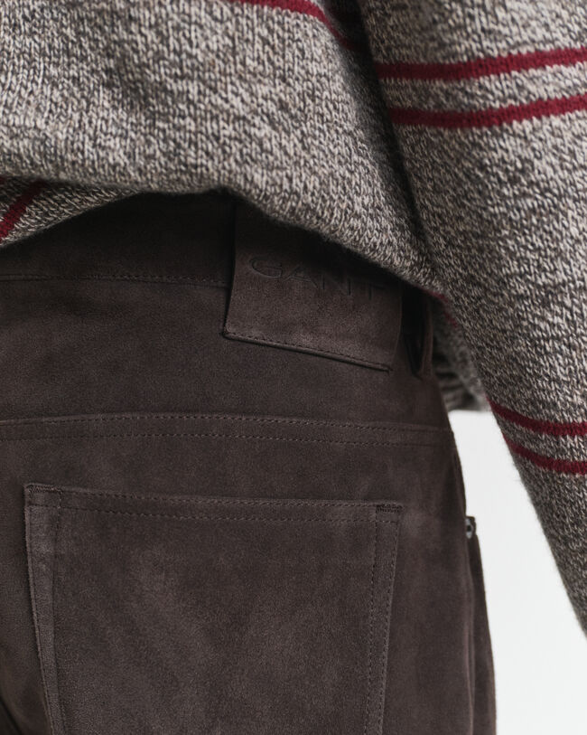 Straight Fit Jeans aus Veloursleder