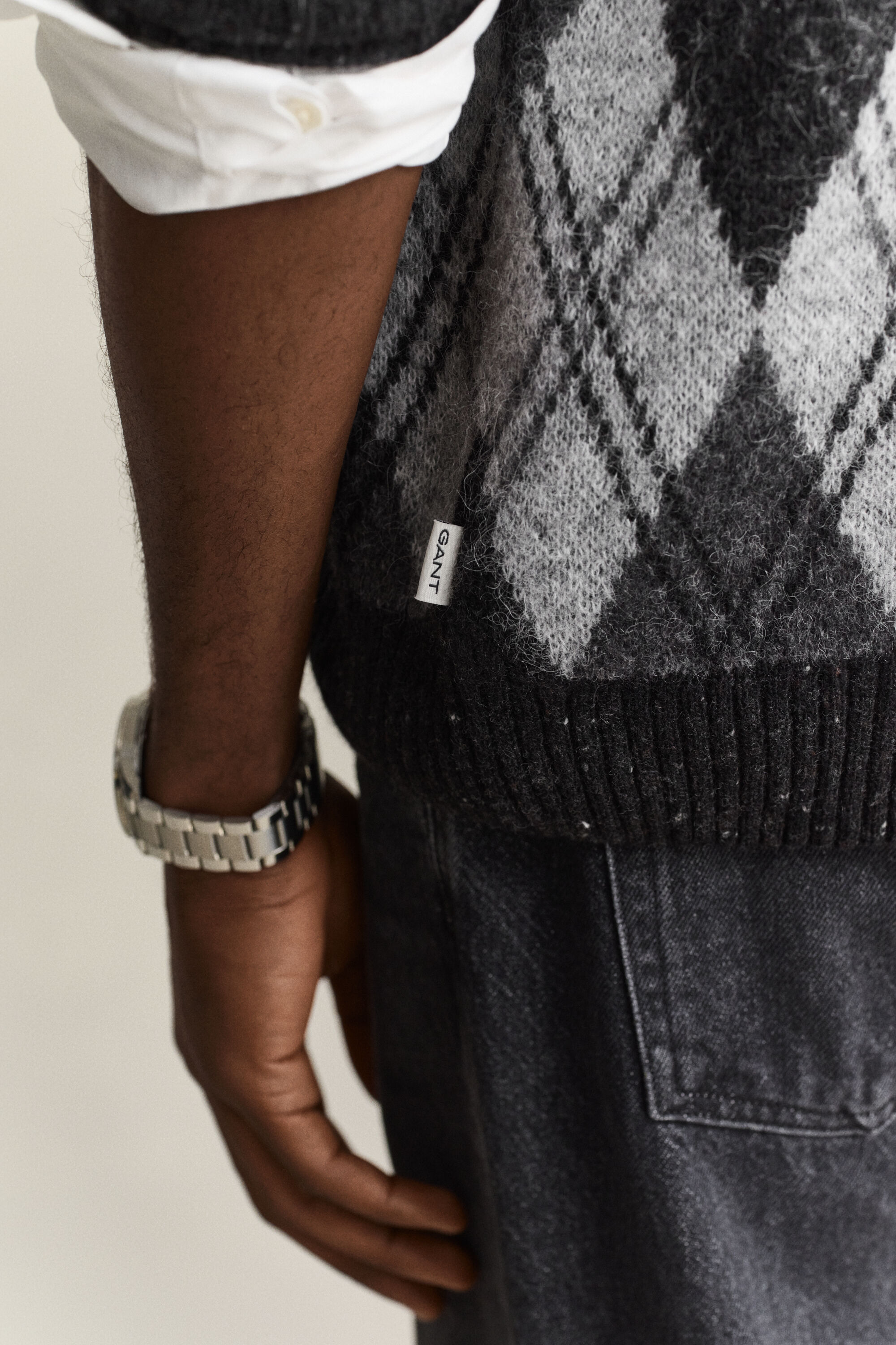 Argyle Polopullover aus Alpakagemisch