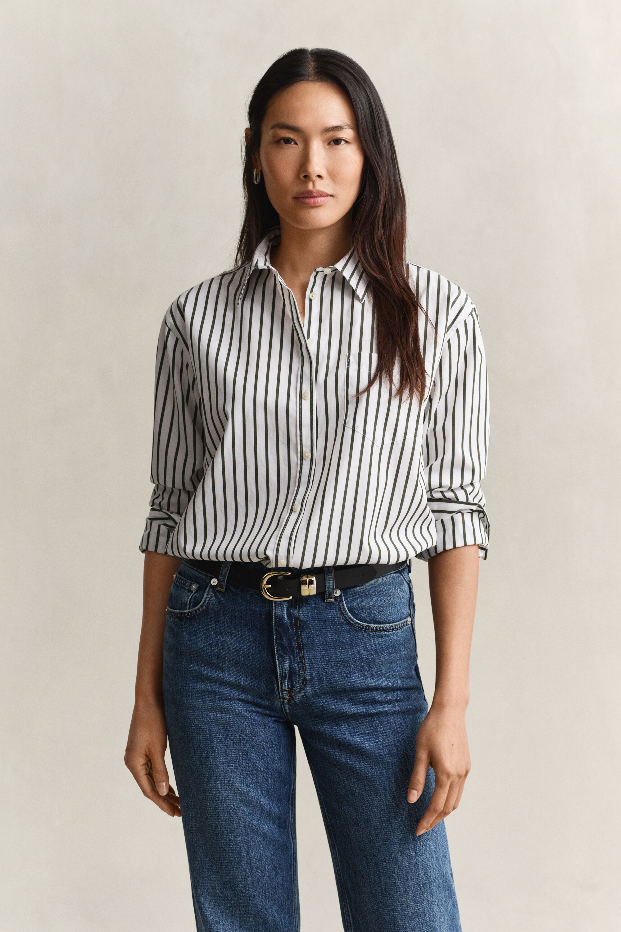 Relaxed Fit Classic Popeline-Bluse mit Streifen