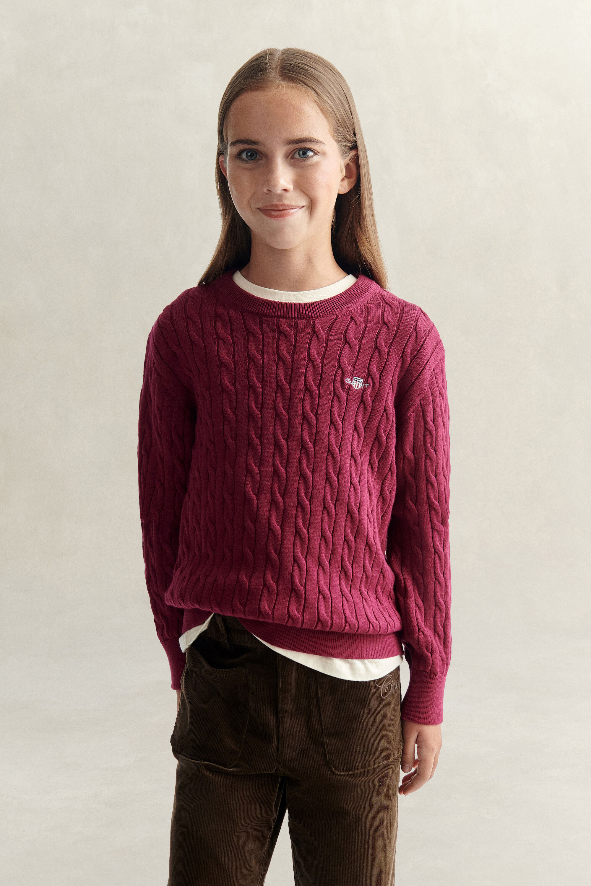 Teen Girls Shield Zopfstrickpullover