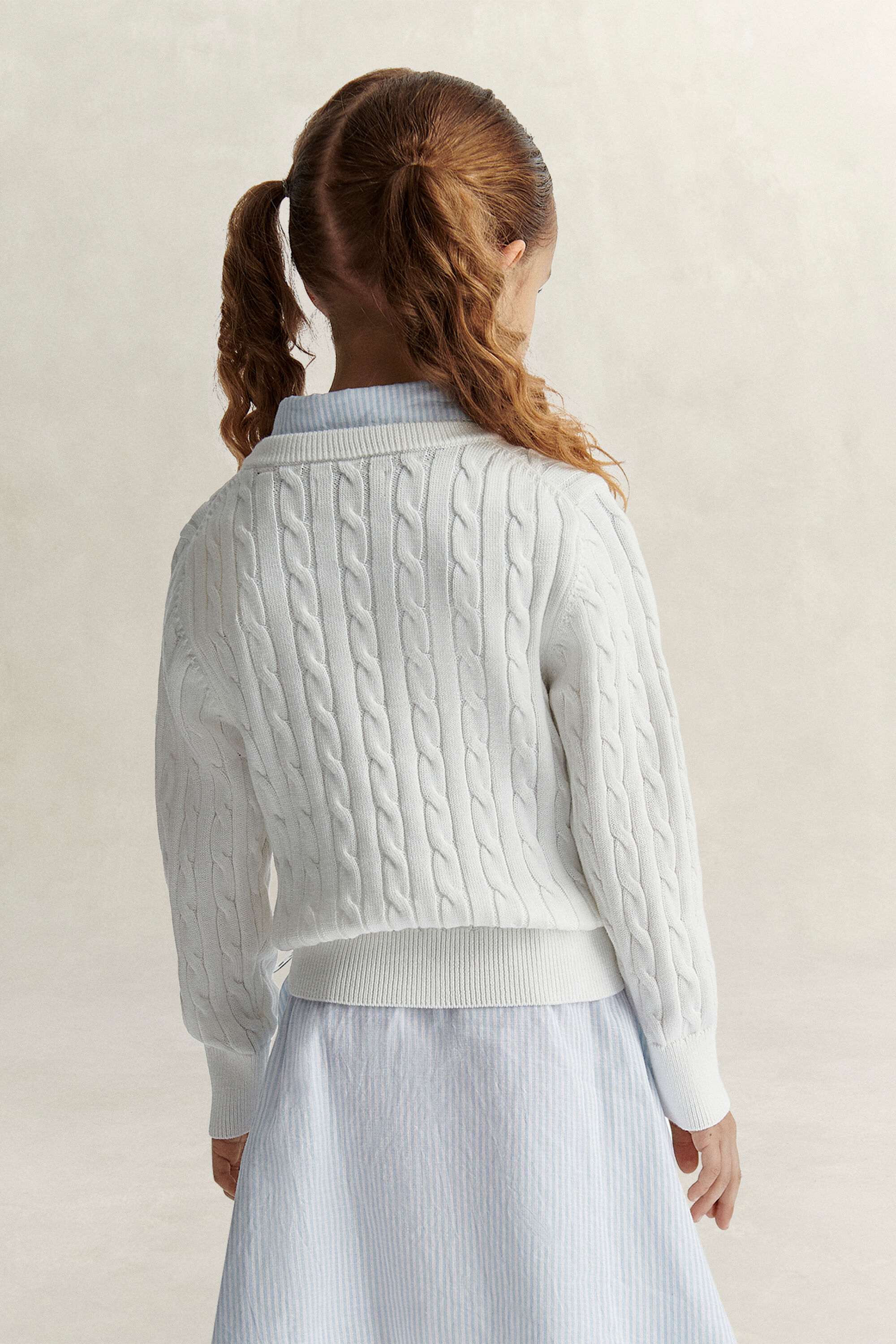 Girls Shield Pullover mit Zopfstrickmuster