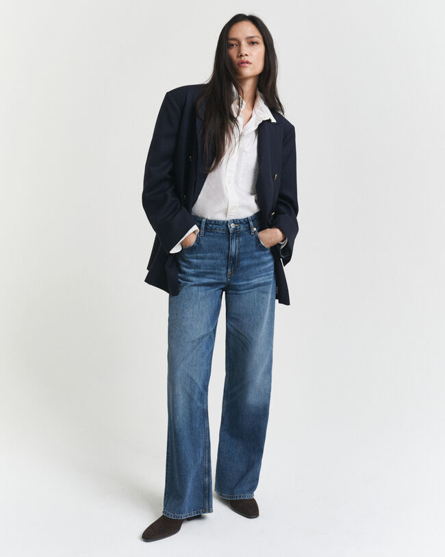 Oversized Hopsack Blazer aus Wolle