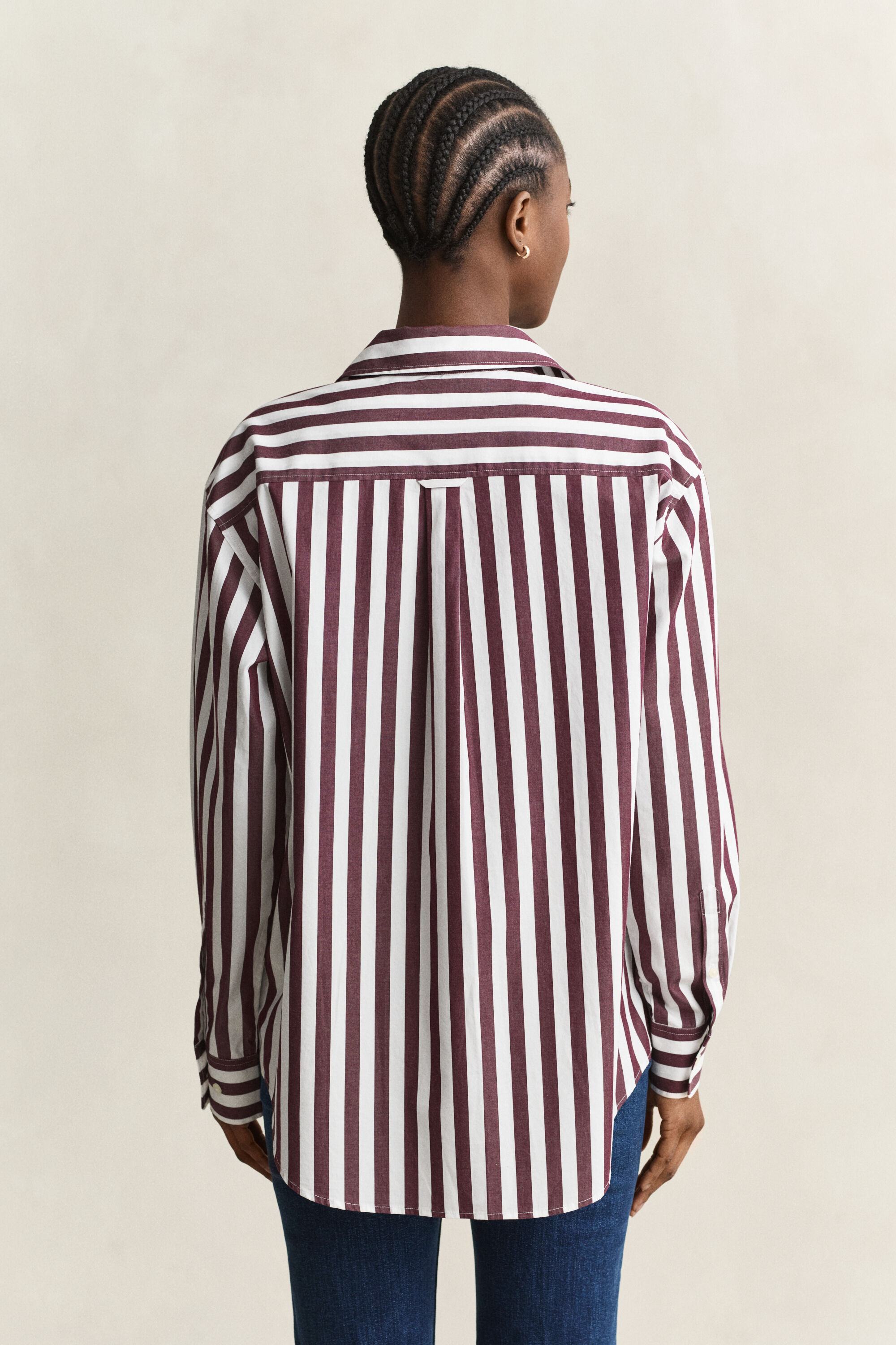 Relaxed Fit Popeline Bluse mit Streifen