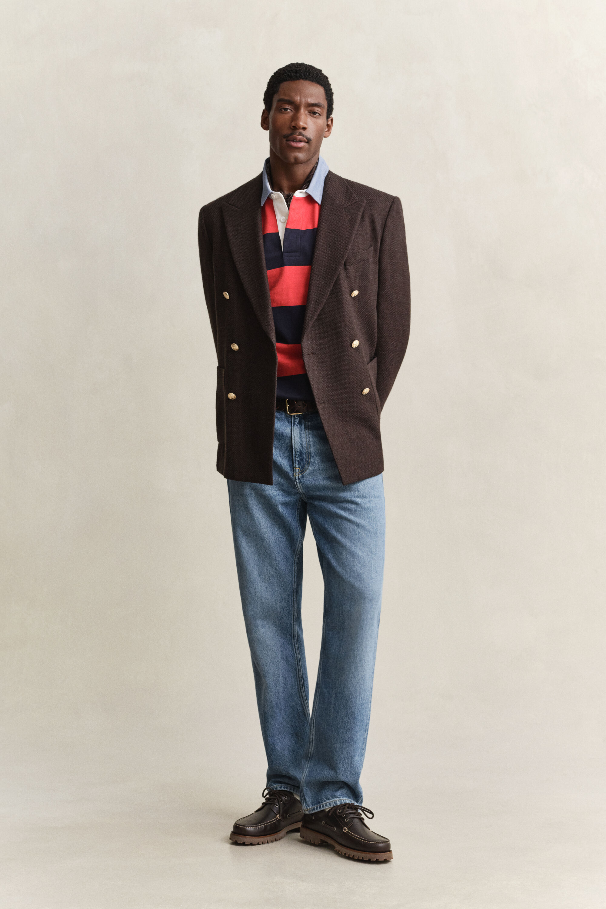 Gestreiftes Heavy Rugger mit Chambray-Kragen