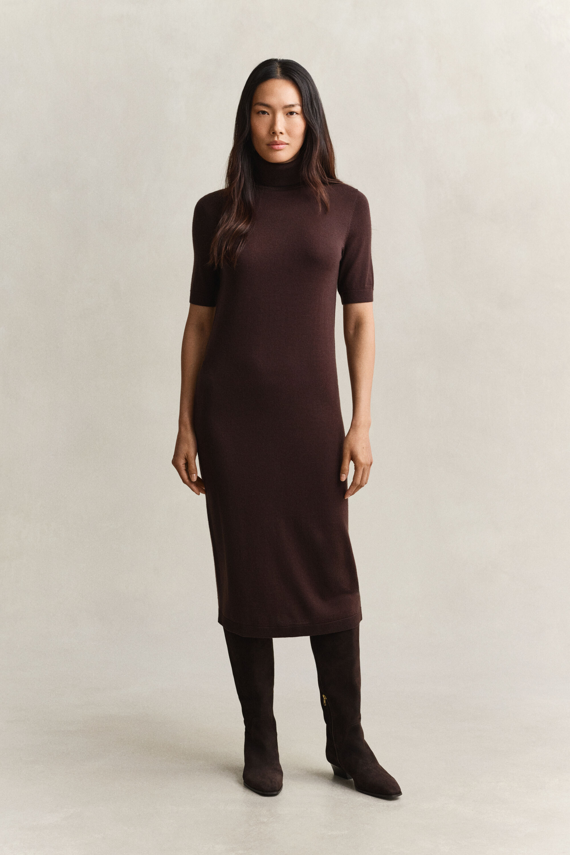Rollkragenkleid aus Merinowolle