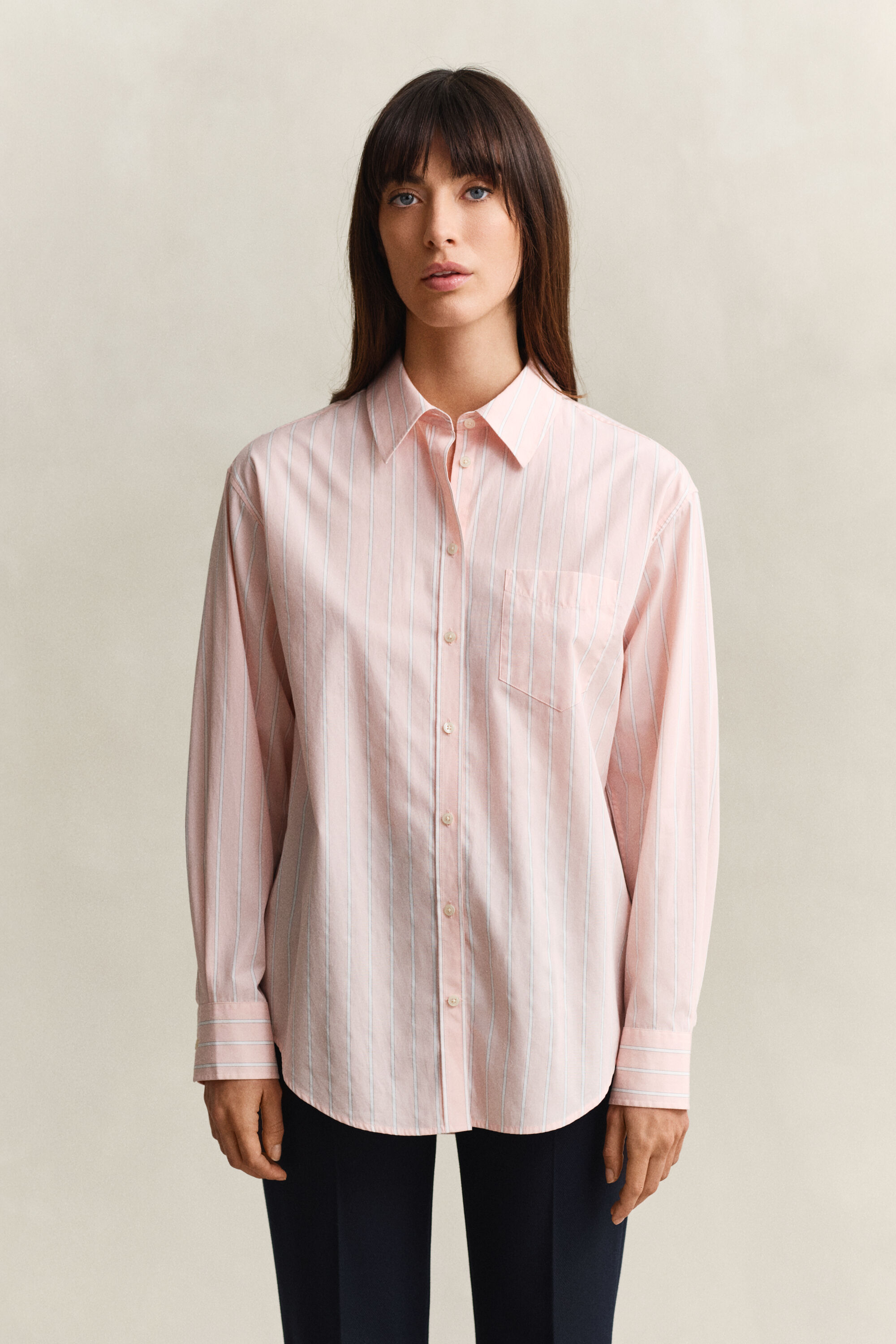 Regular Fit Classic Popeline Bluse mit Streifen
