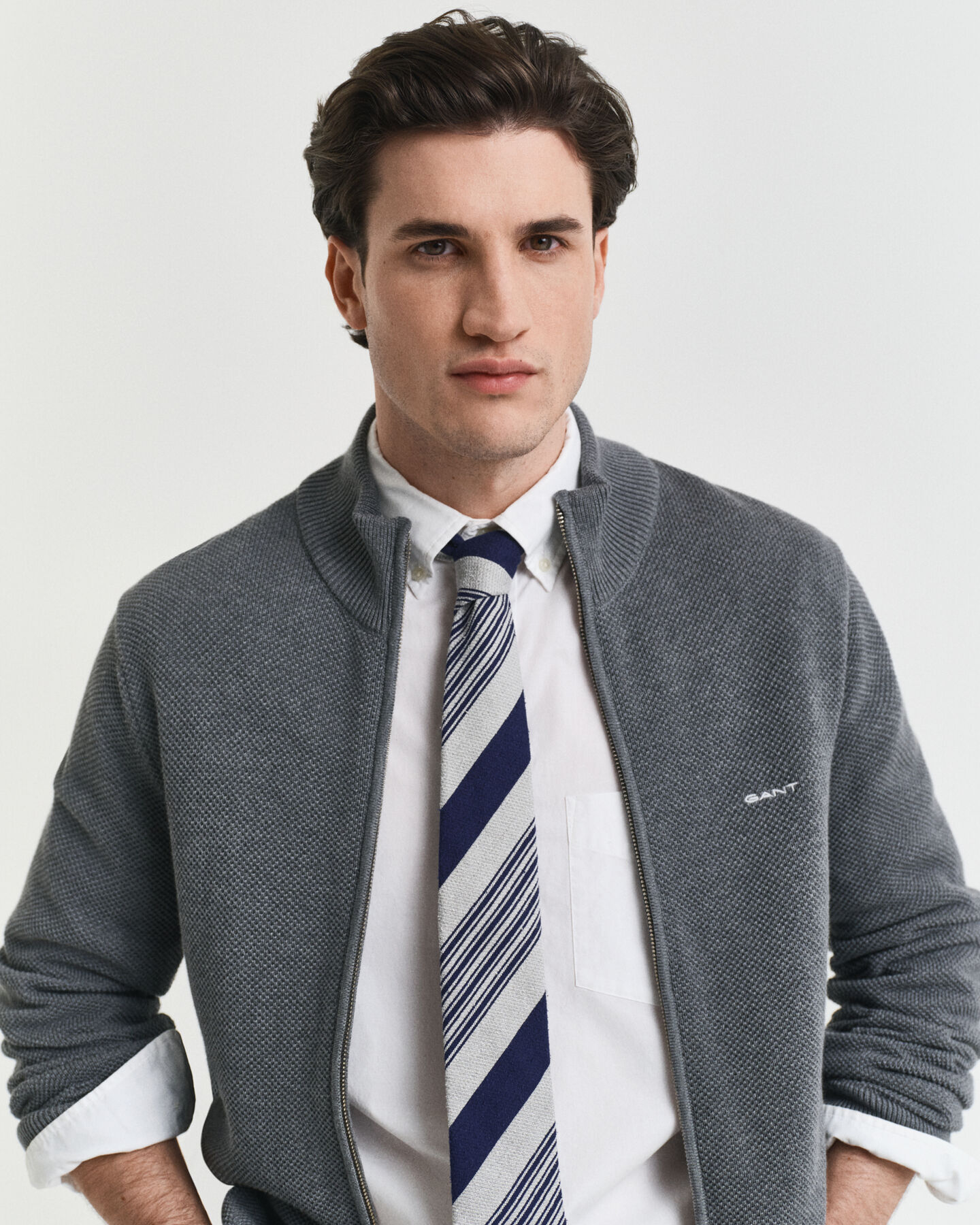 Strickjacke aus Baumwoll-Piqu&eacute;