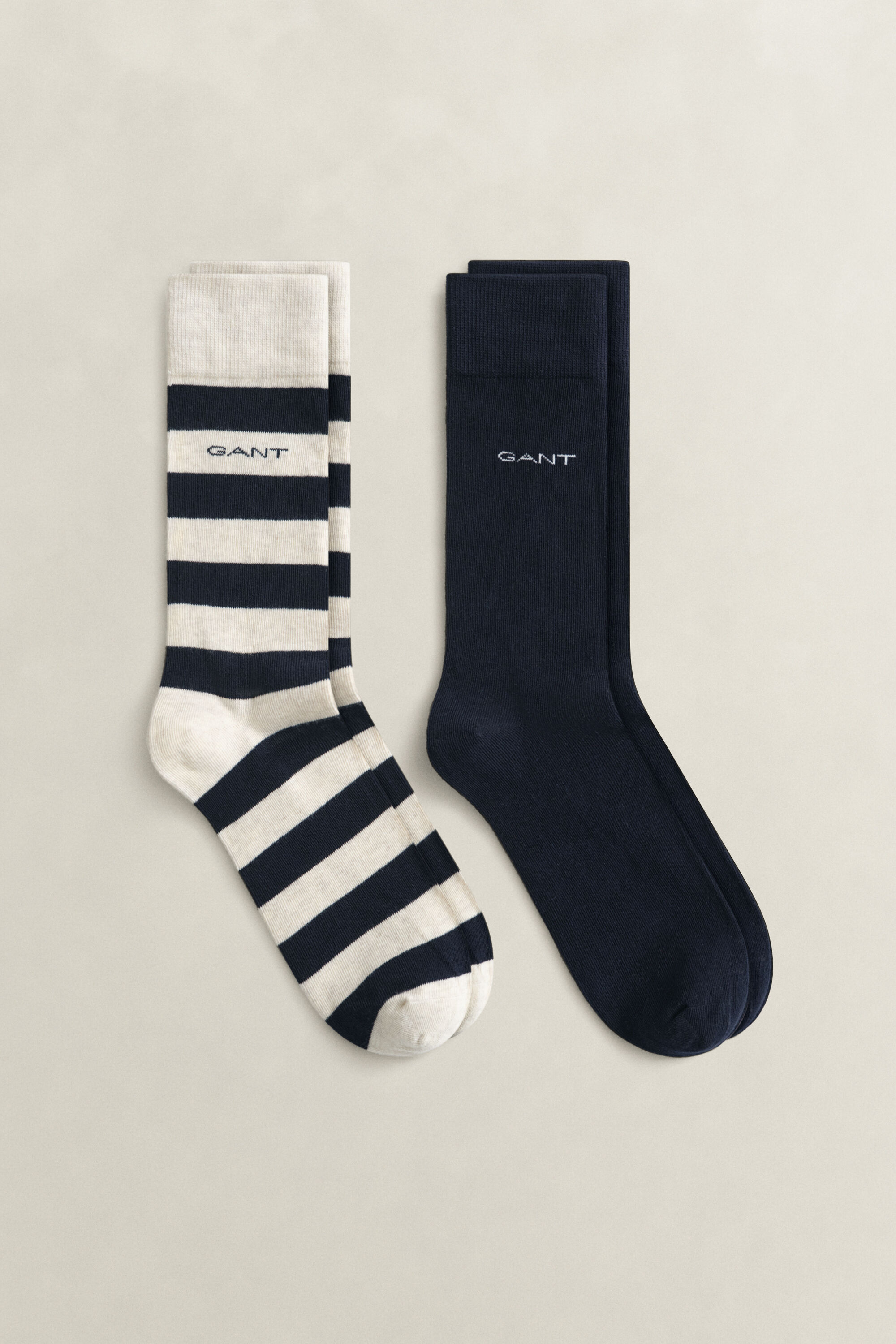 2er-Pack Socken Blockstreifen & Einfarbig