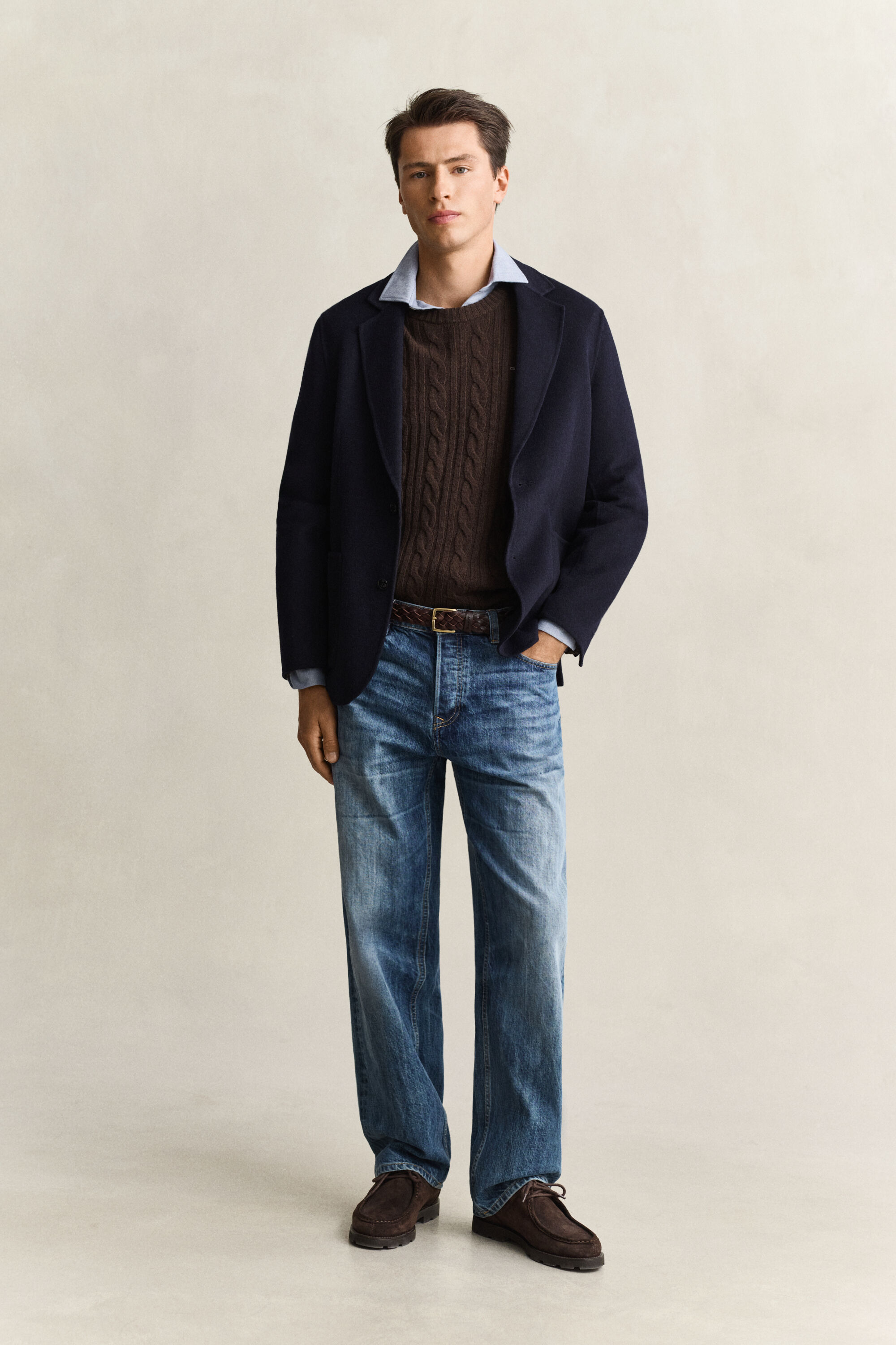 Lambswool Zopfstrick Rundhalspullover