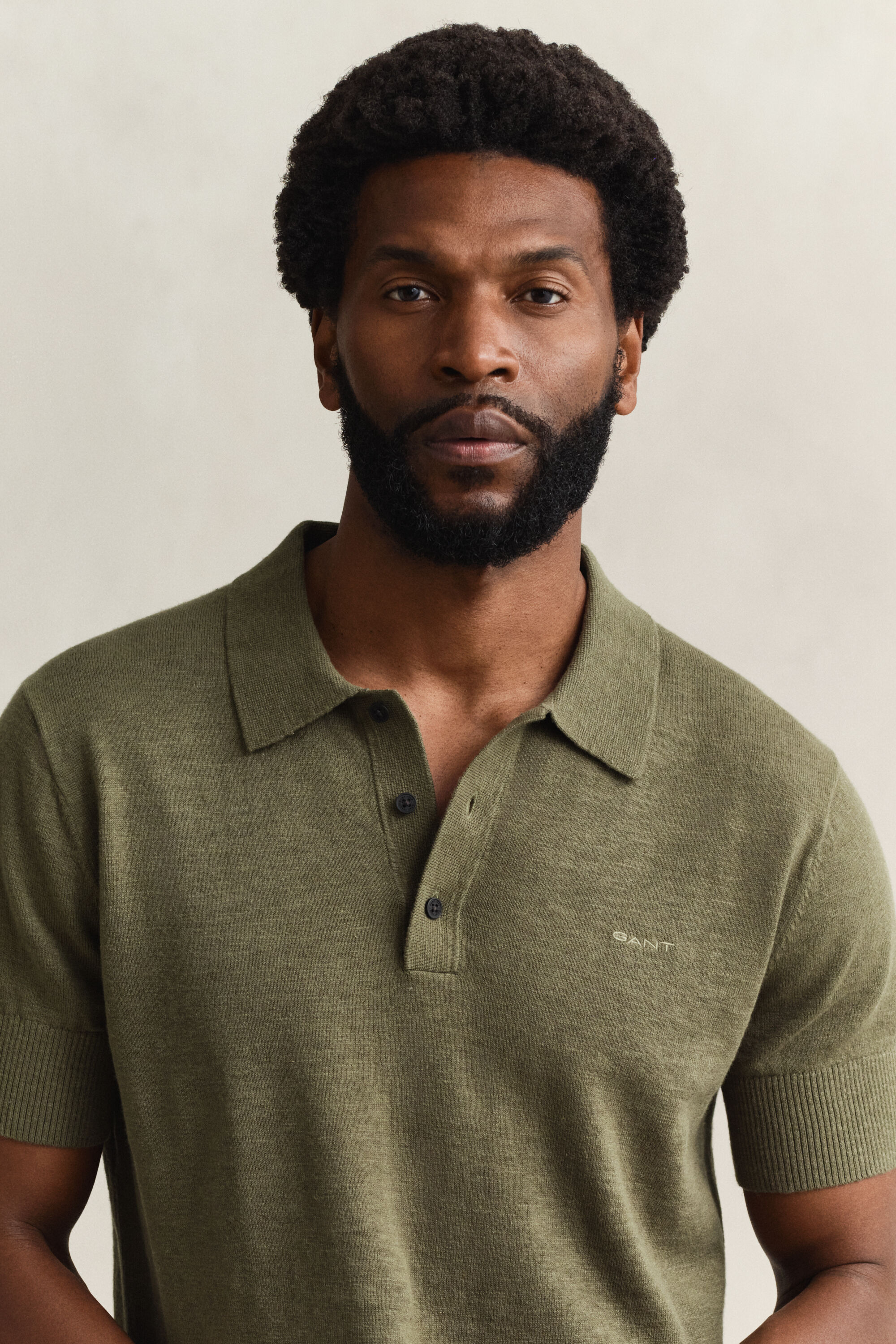 Kurzarm-Polopullover aus Baumwollmix-Flammgarn