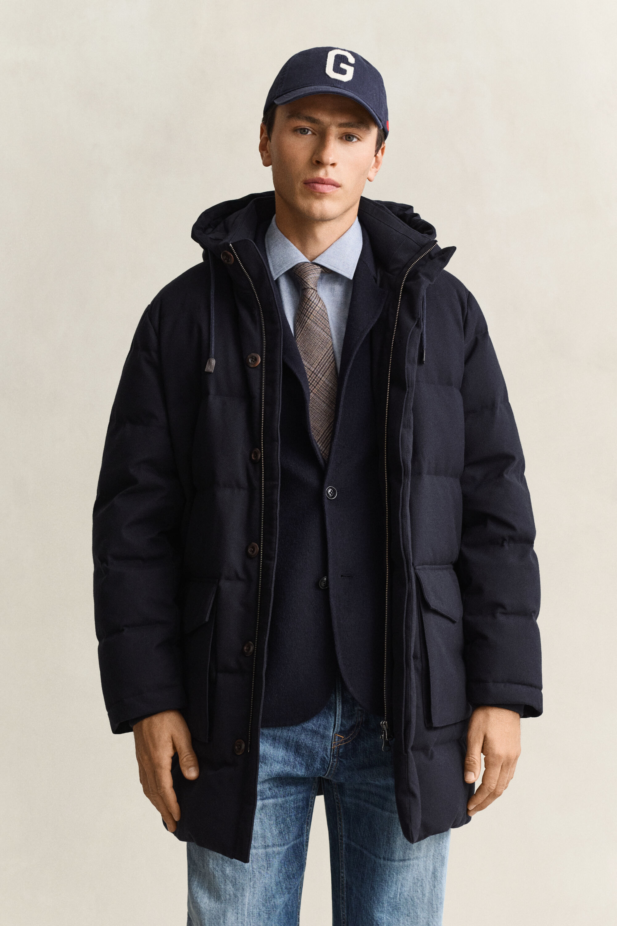 Mittellange Flanelldaunenjacke