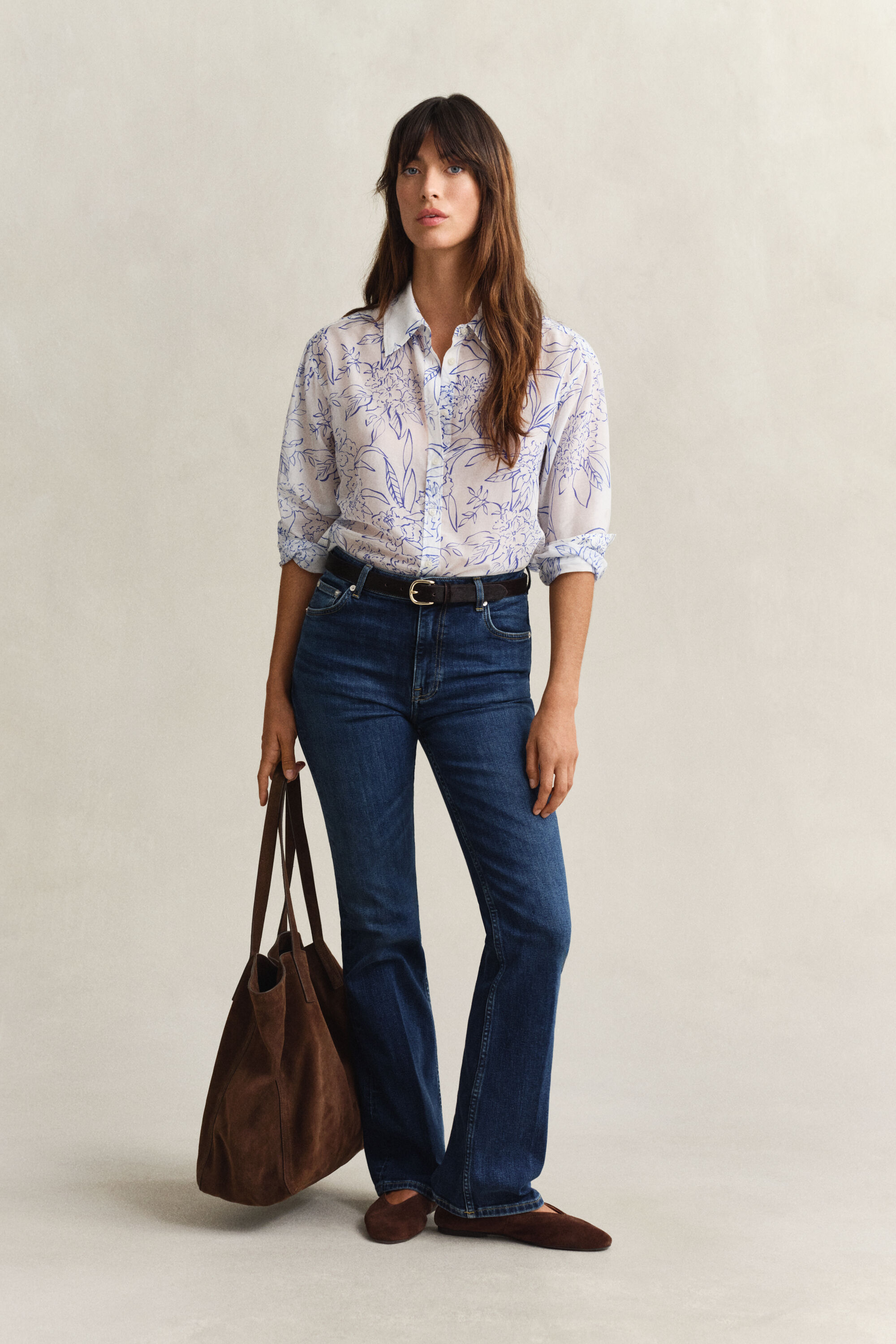 Baumwoll Seiden Bluse mit Blumenprint