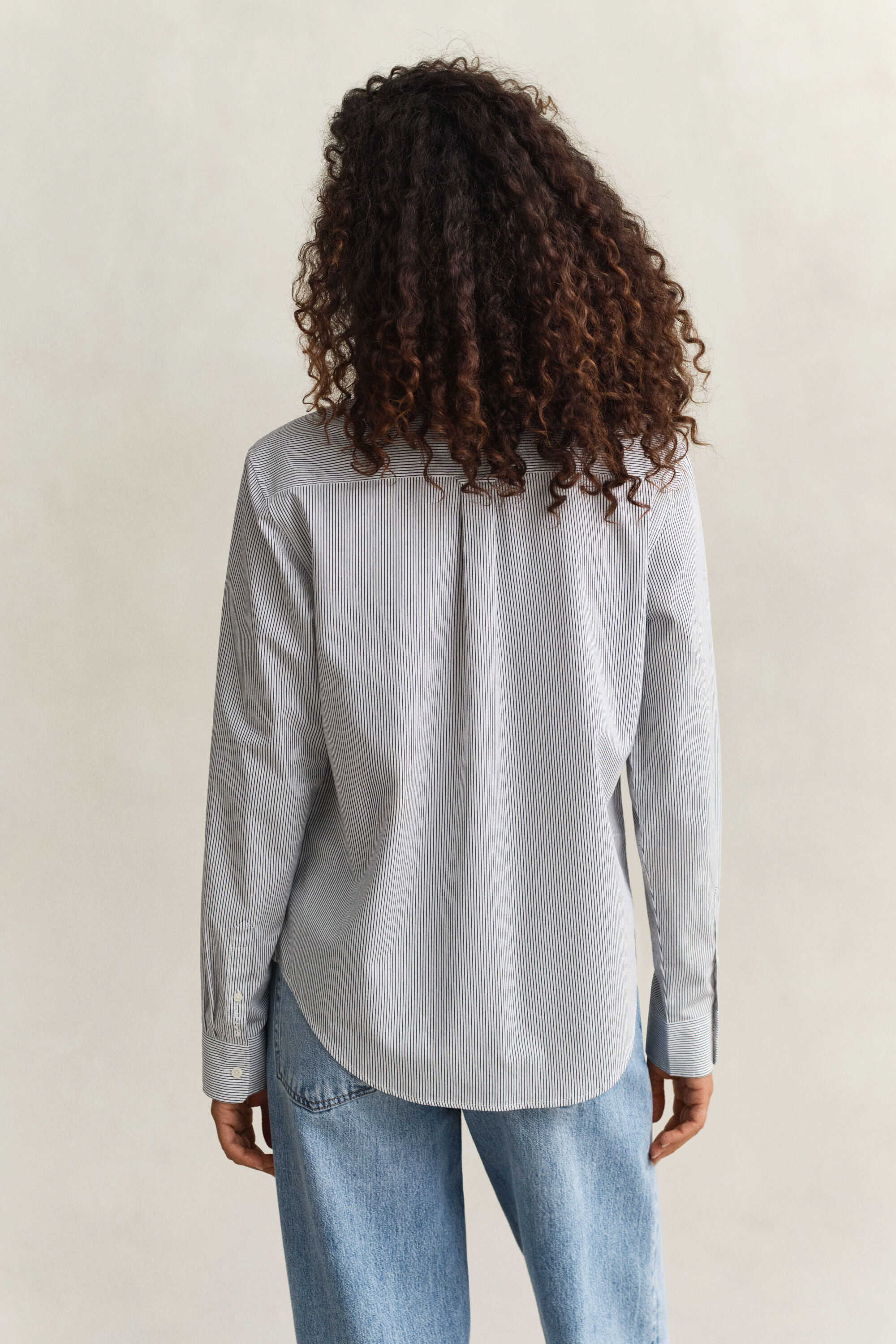 Gestreifte Rüschenbluse aus Baumwolle