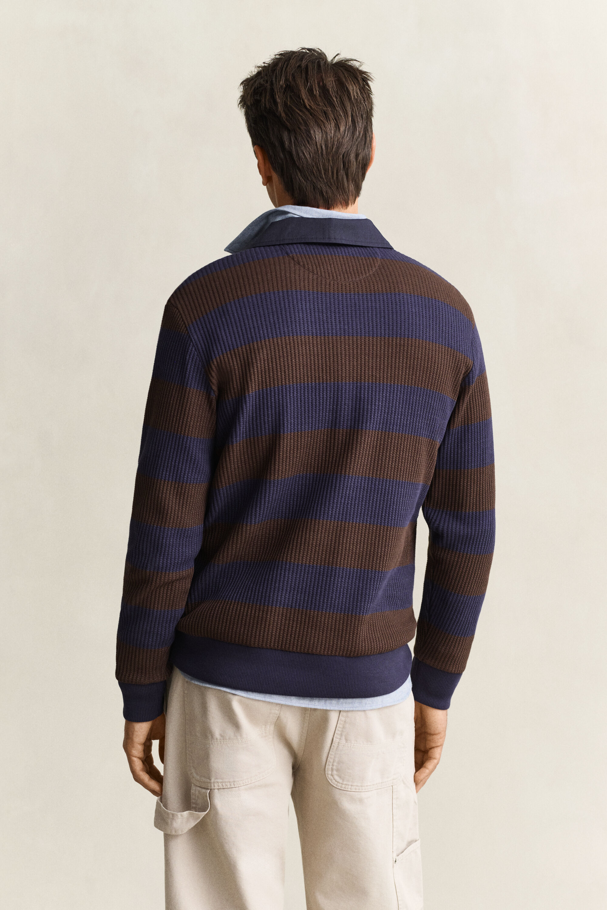 Gestreiftes Poloshirt mit Waffelstruktur