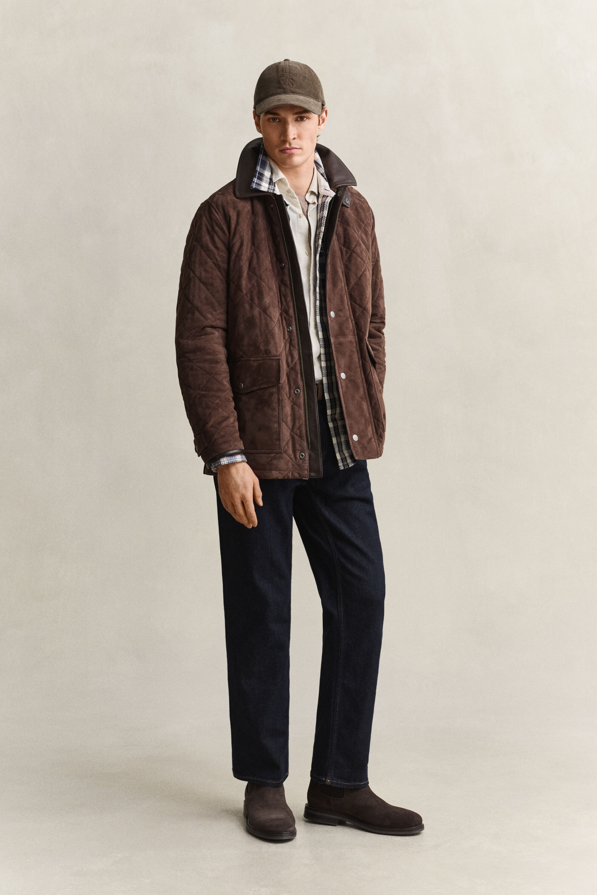 Gesteppte Jacke aus Veloursleder
