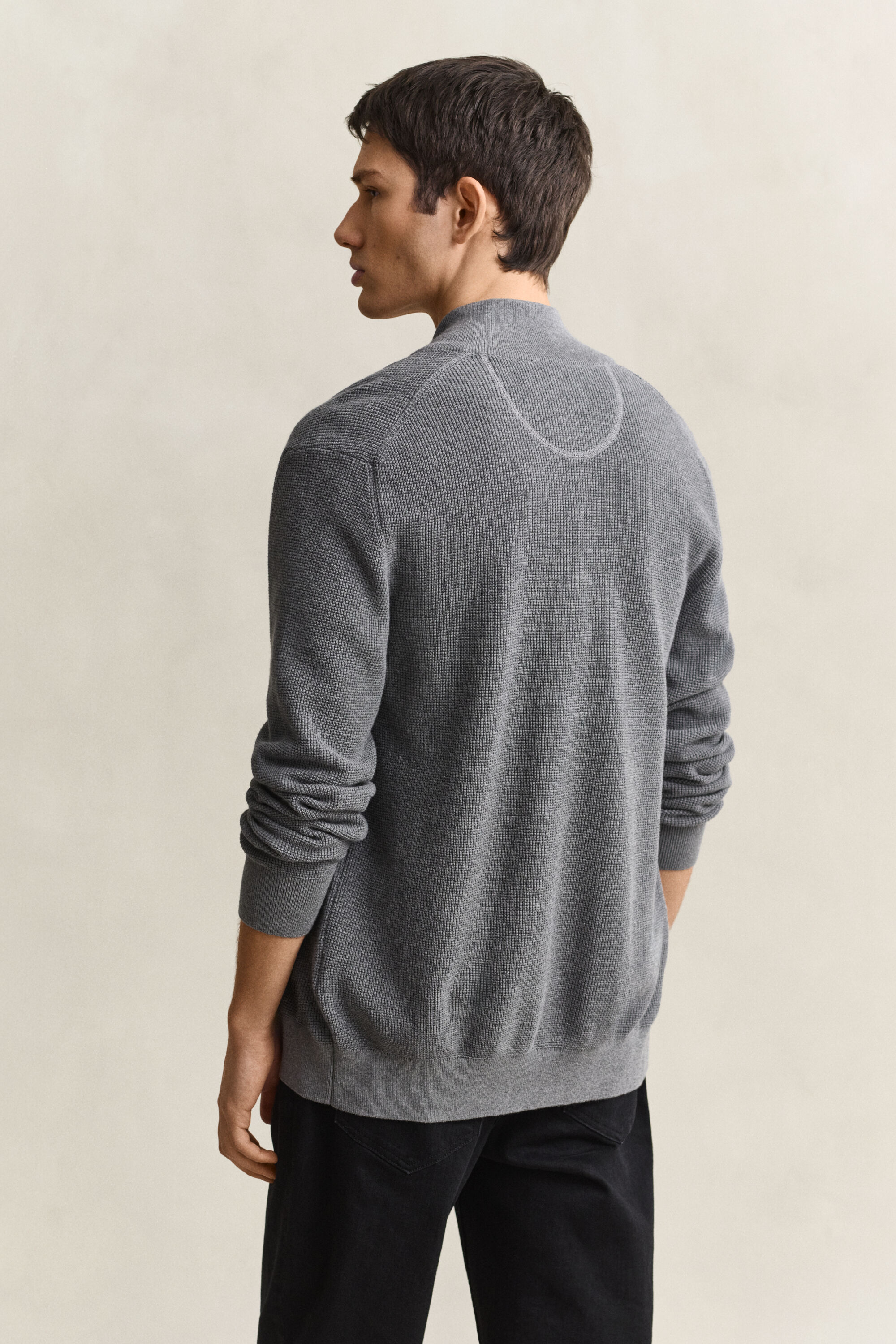 Strickjacke aus strukturierter Baumwolle mit Reißverschluss