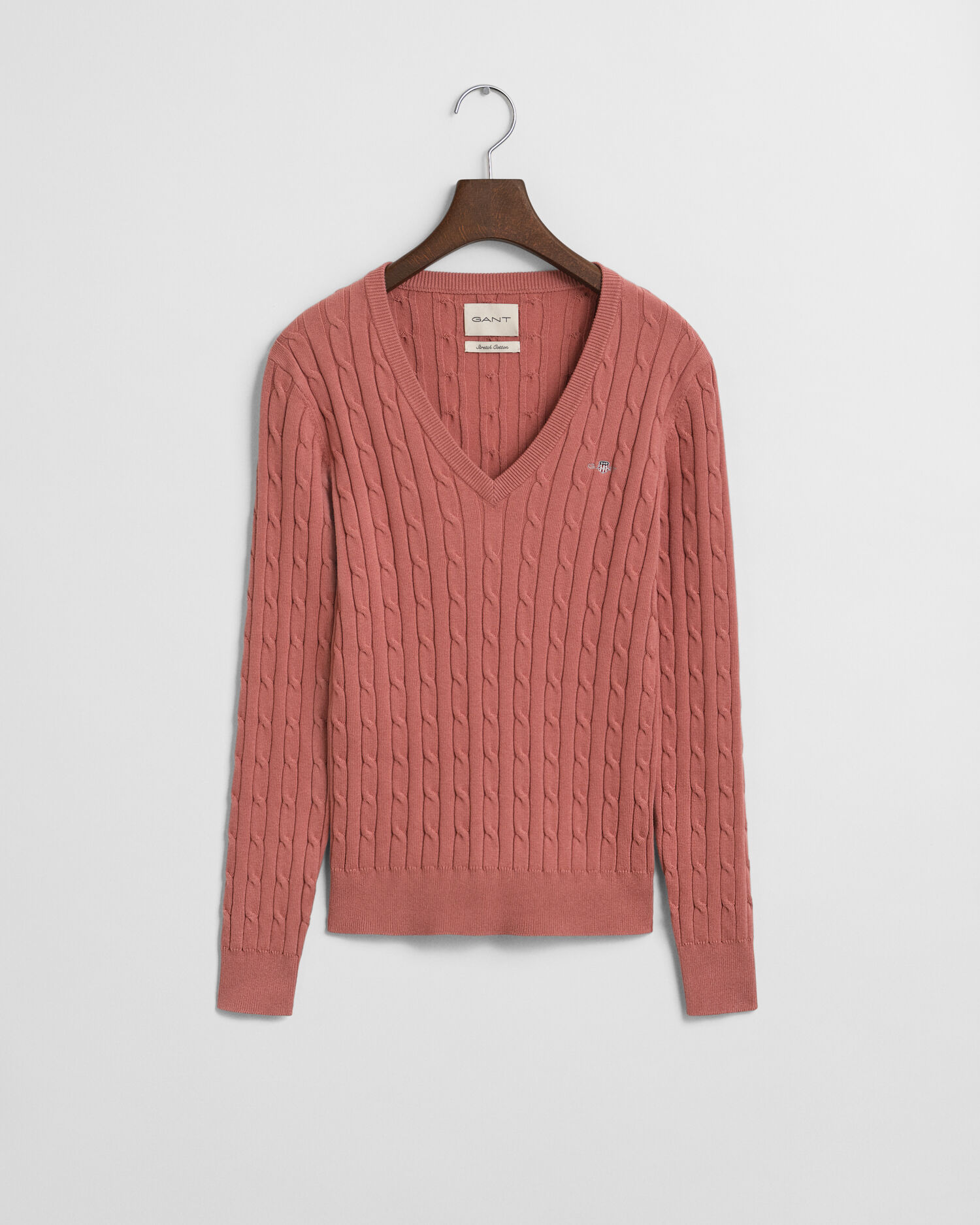 V-Neck Pullover mit Zopfmuster