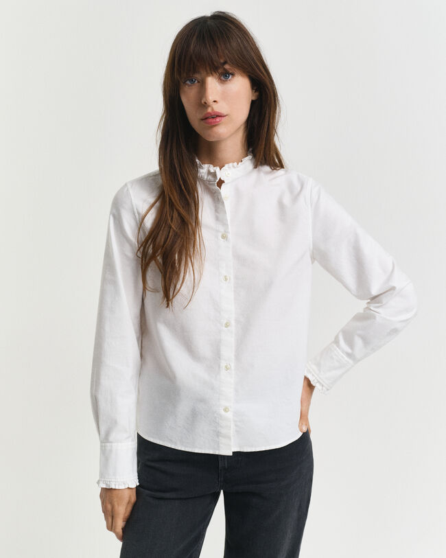 Klassische Oxford-Bluse mit R&uuml;schen
