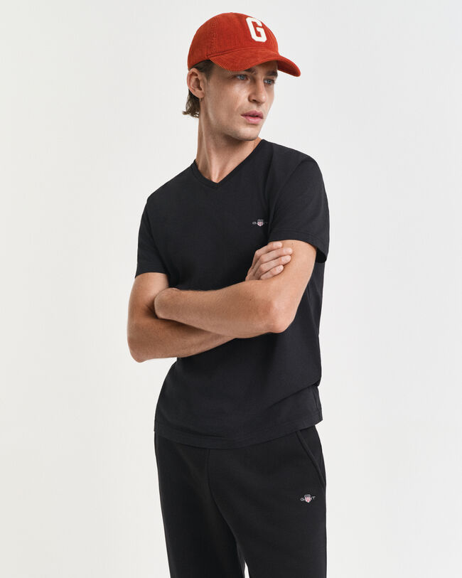 Slim Fit Shield T-Shirt mit V-Ausschnitt