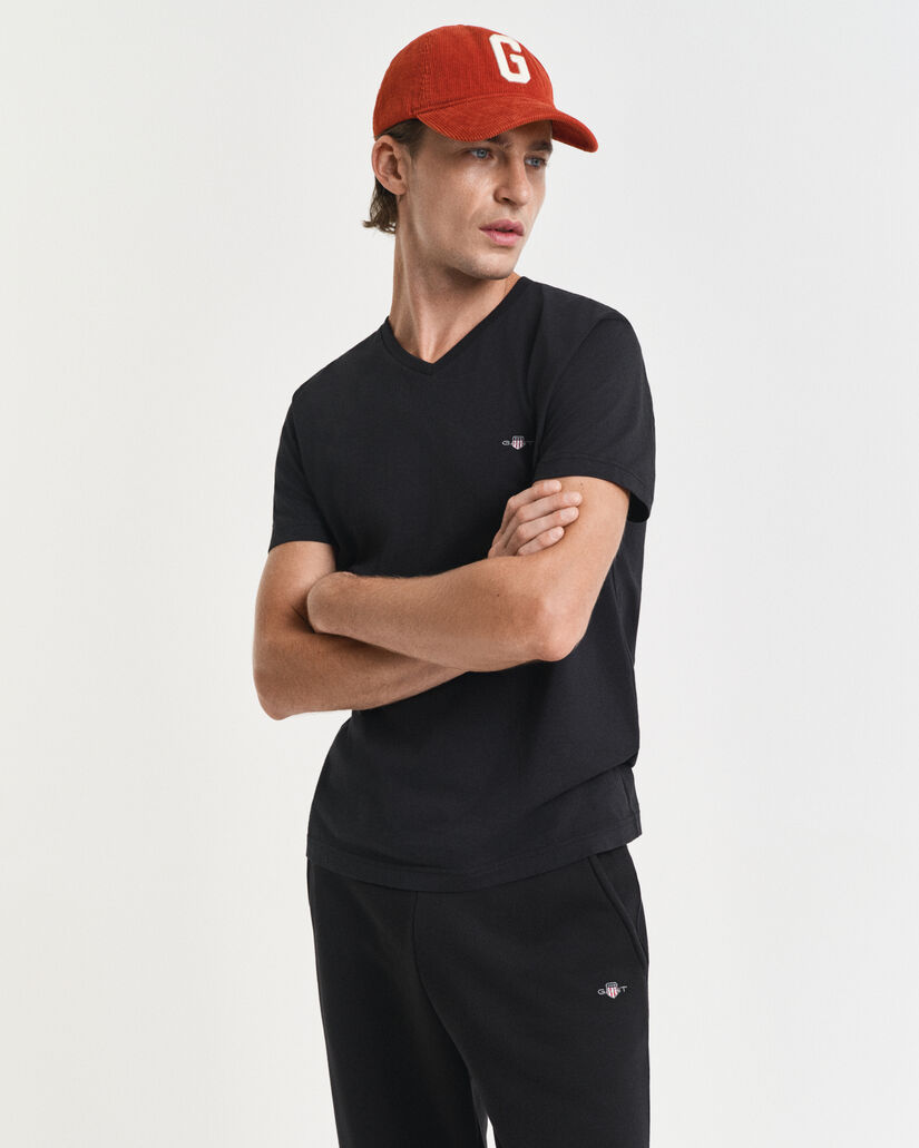 Slim Fit Shield T-Shirt mit V-Ausschnitt