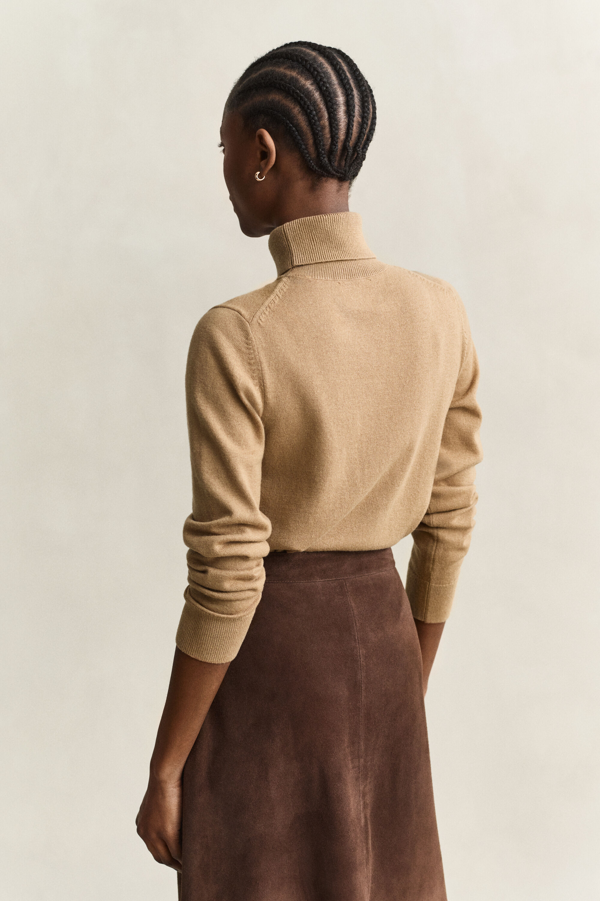 Rollkragenpullover aus Wolle und Biobaumwolle