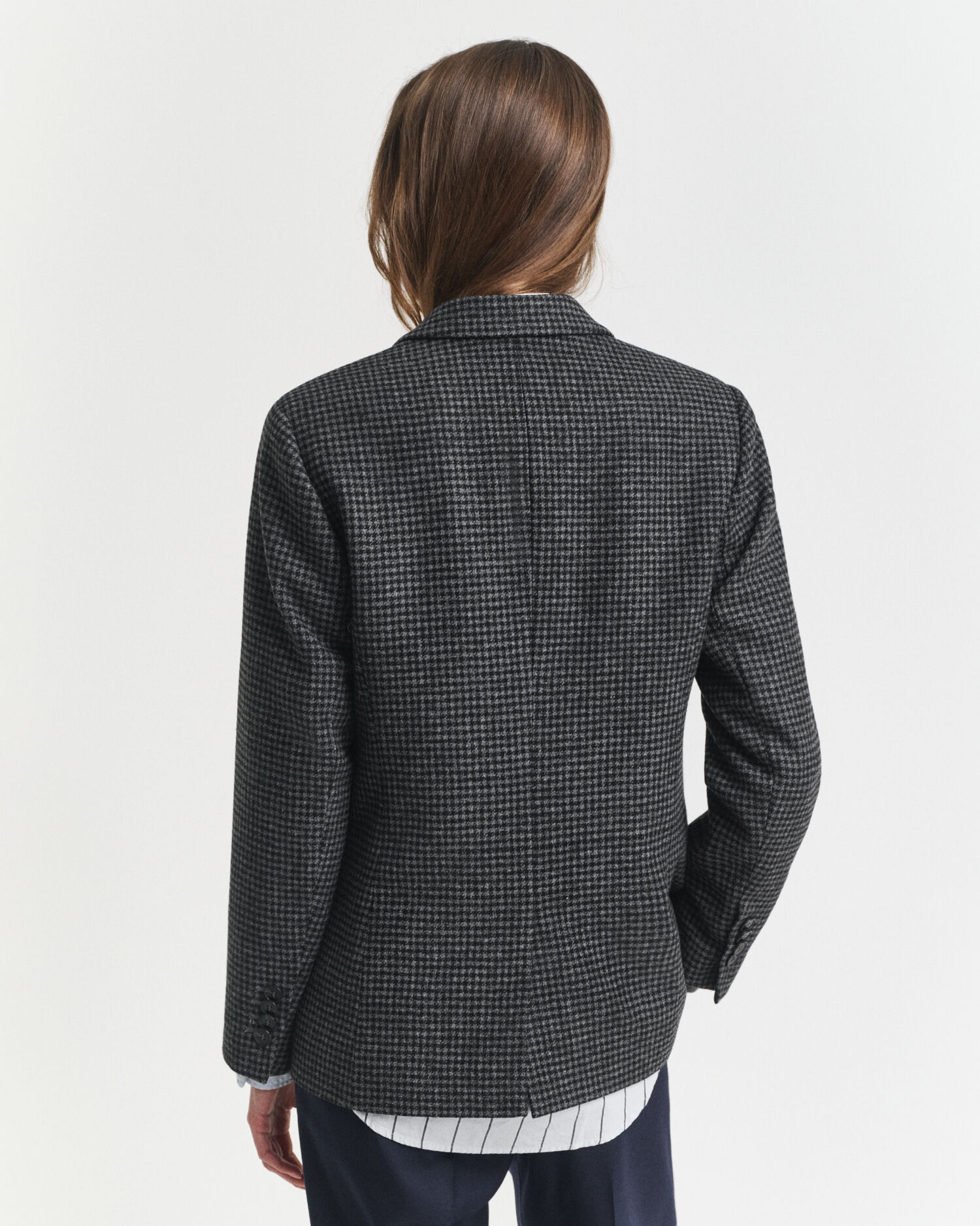 Regular Fit Houndstooth Blazer aus Wolle