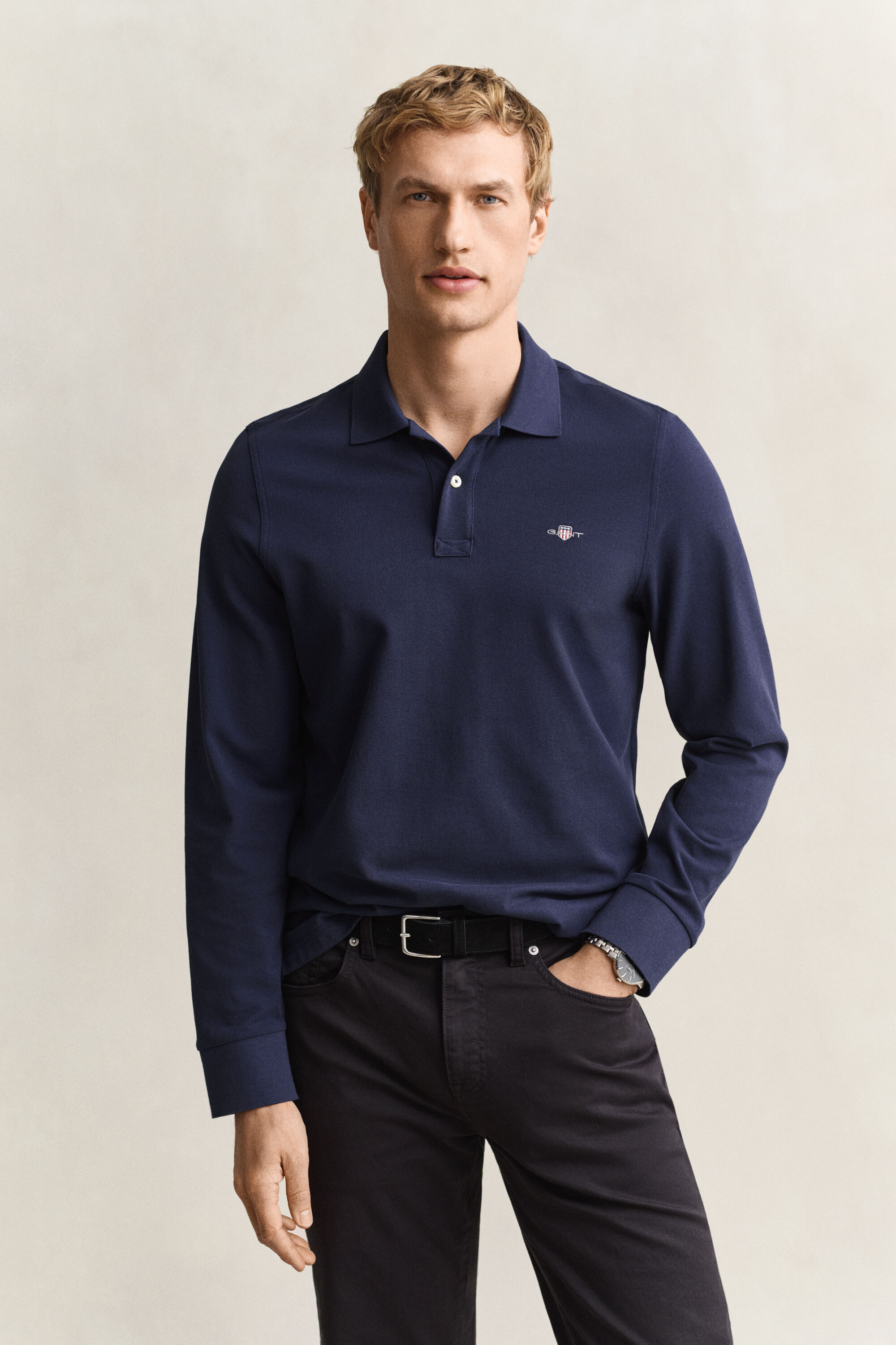Langarm-Poloshirt