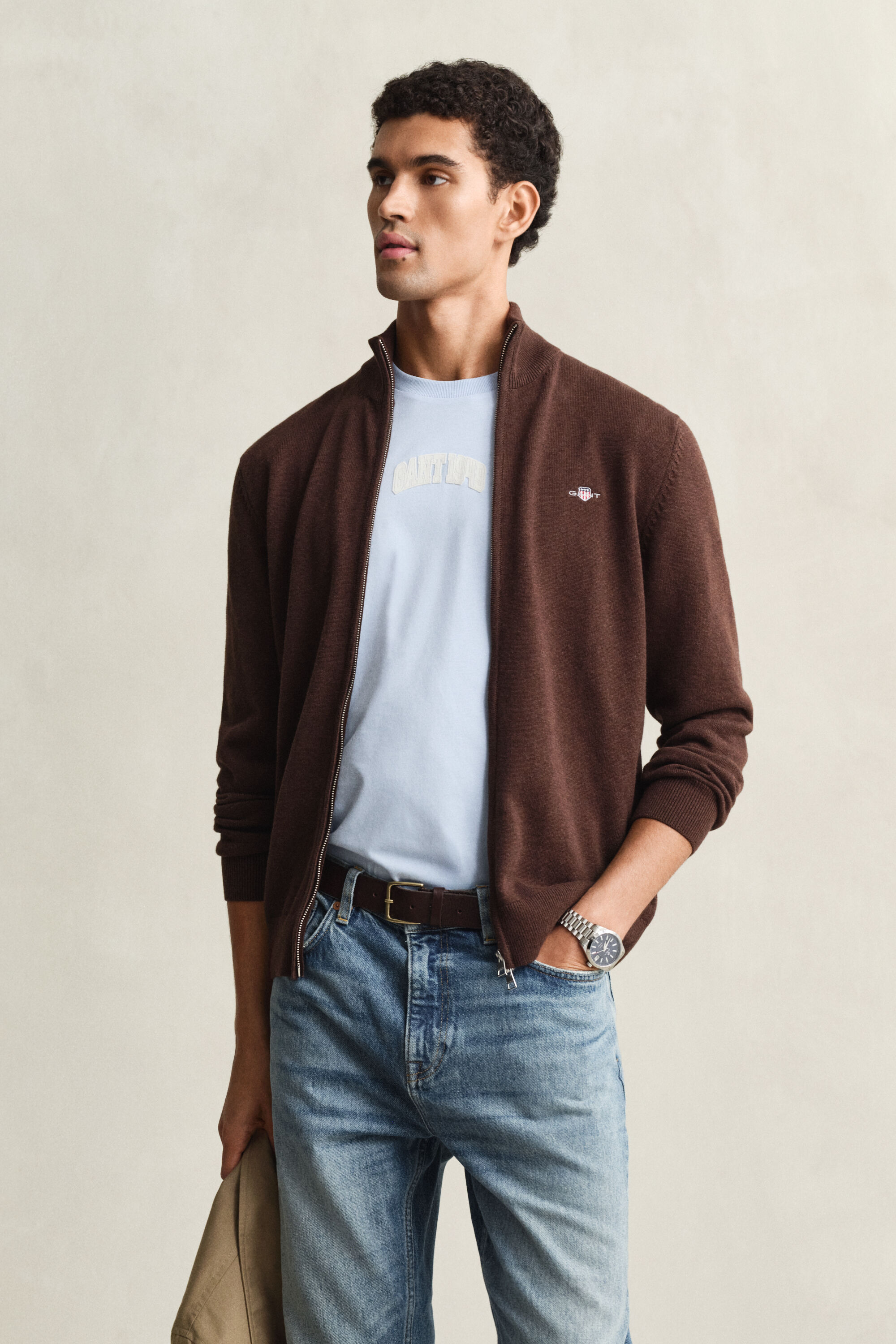 Casual Cotton Strickjacke mit Reißverschluss